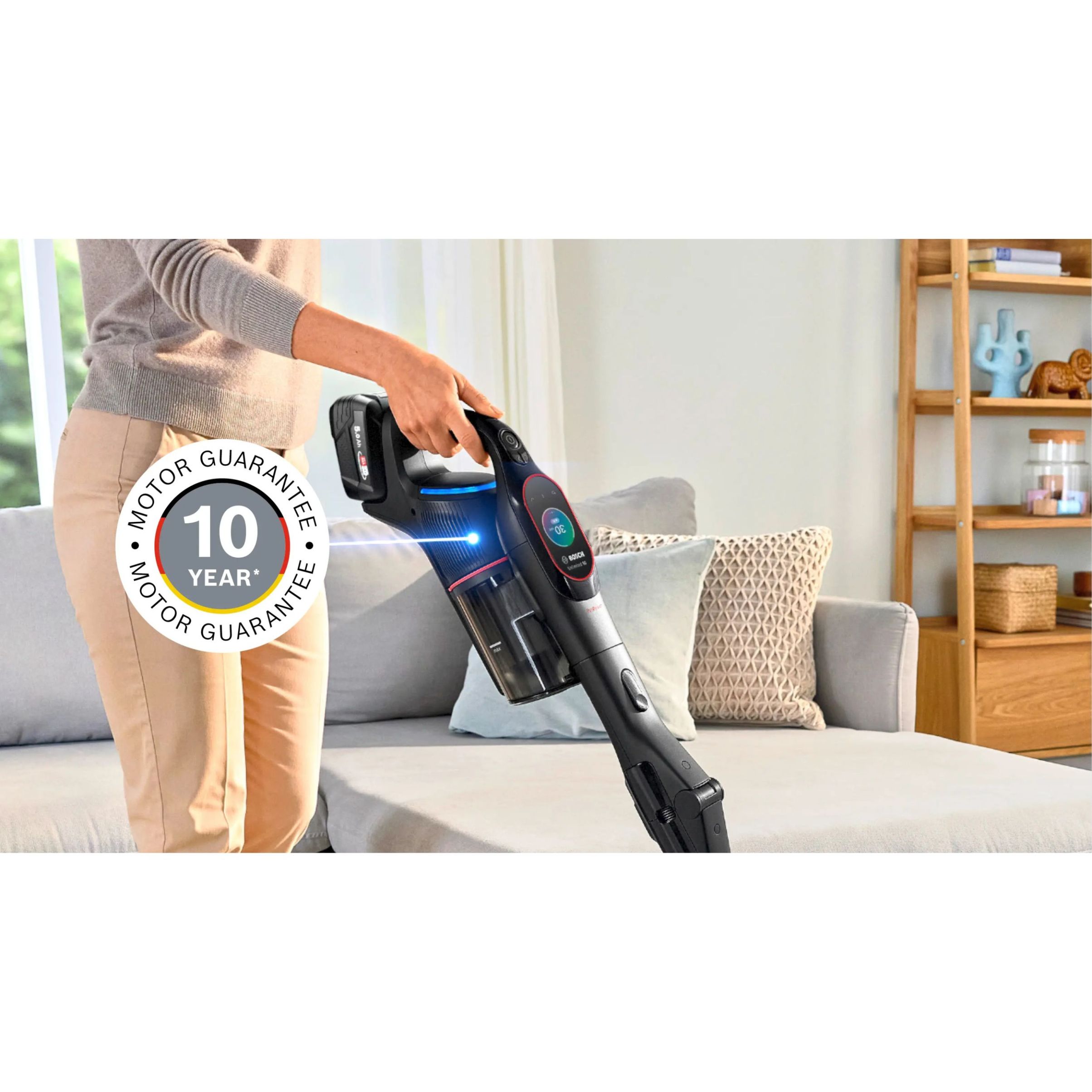 Aspirator vertical BOSCH Serie 10 Unlimited ProPower BCS1051POW, Acc. Li-Ion 5A 18V, Rezervor 0.4l, MicroClean, Filtru HEPA, 80dBA, Negru