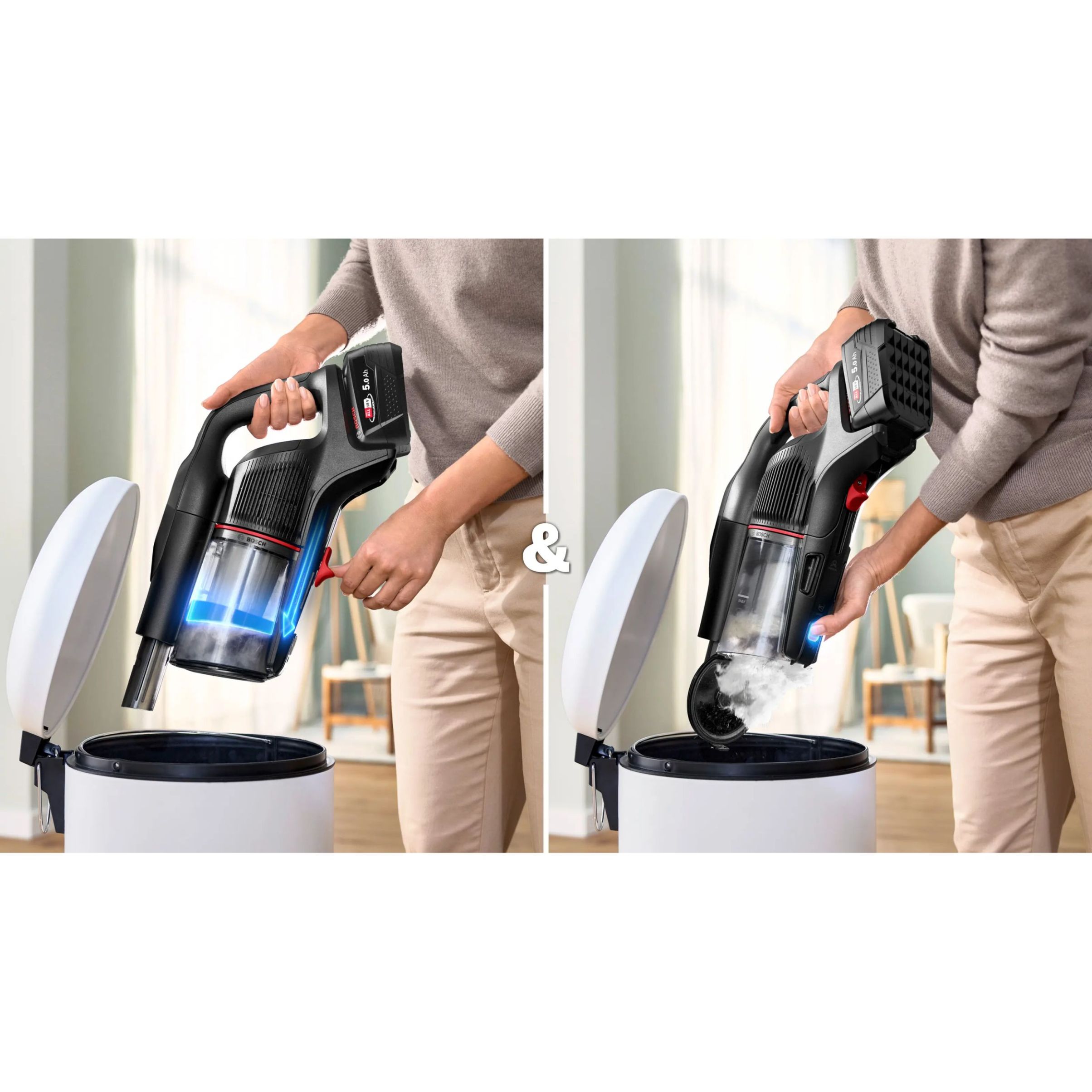 Aspirator vertical BOSCH Serie 10 Unlimited ProPower BCS1051POW, Acc. Li-Ion 5A 18V, Rezervor 0.4l, MicroClean, Filtru HEPA, 80dBA, Negru