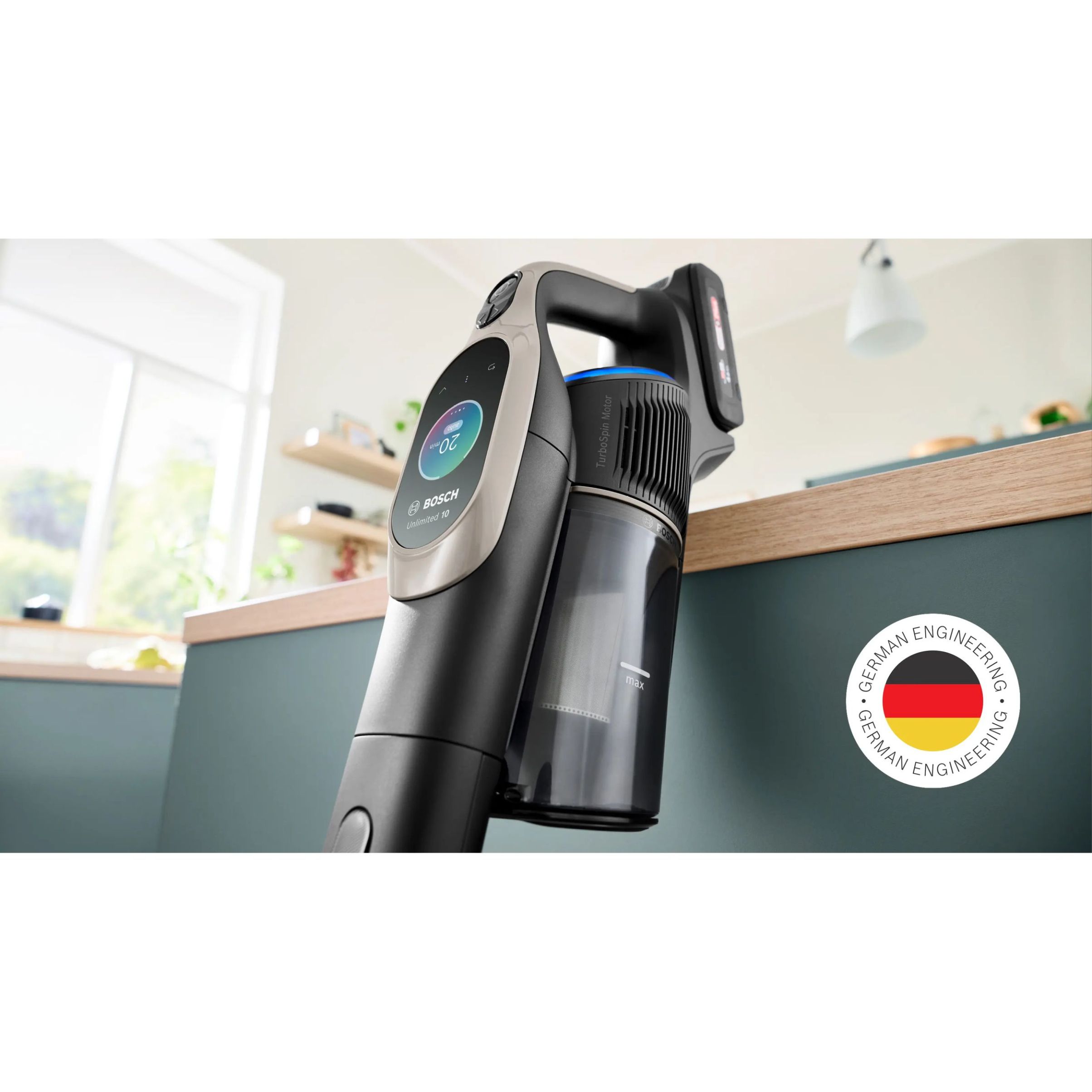 Aspirator vertical BOSCH Serie 10 Unlimited BSS1041GHF,  Acc. Li-Ion 4A 18V, Rezervor 0.4l, MicroClean, Filtru HEPA, 80dBA, Graphite