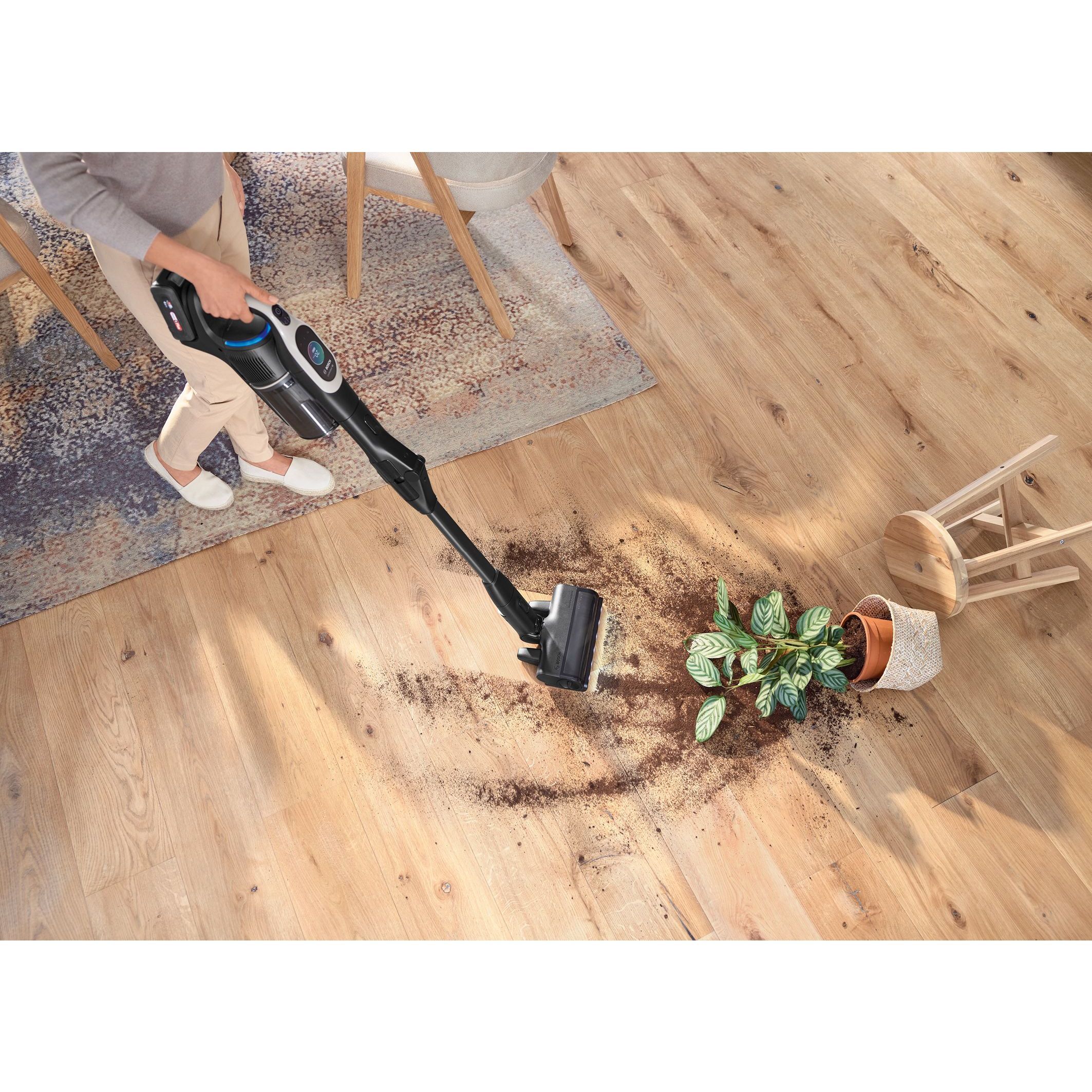 Aspirator vertical BOSCH Serie 10 Unlimited BSS1041GHF,  Acc. Li-Ion 4A 18V, Rezervor 0.4l, MicroClean, Filtru HEPA, 80dBA, Graphite
