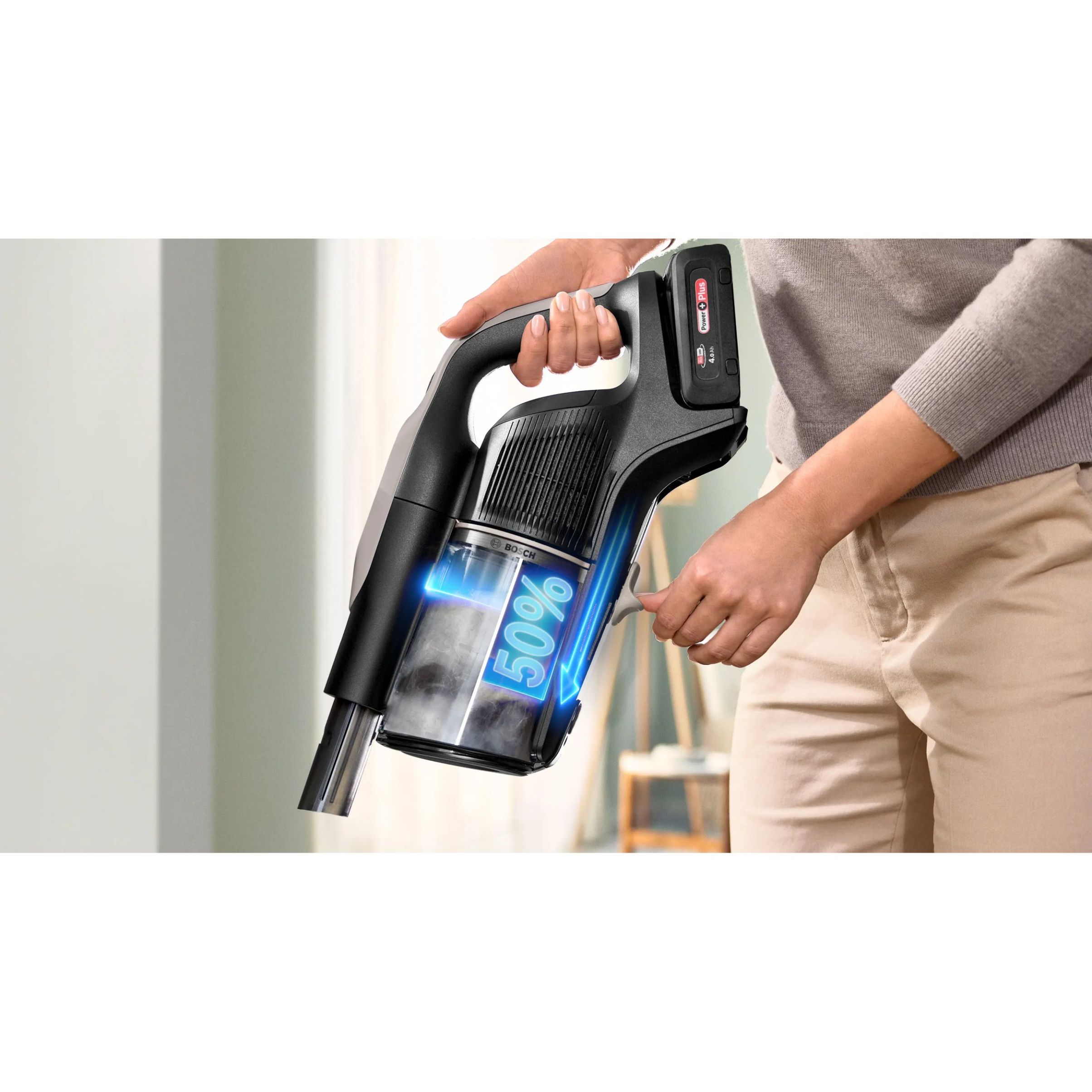 Aspirator vertical BOSCH Serie 10 Unlimited BSS1041GHF,  Acc. Li-Ion 4A 18V, Rezervor 0.4l, MicroClean, Filtru HEPA, 80dBA, Graphite