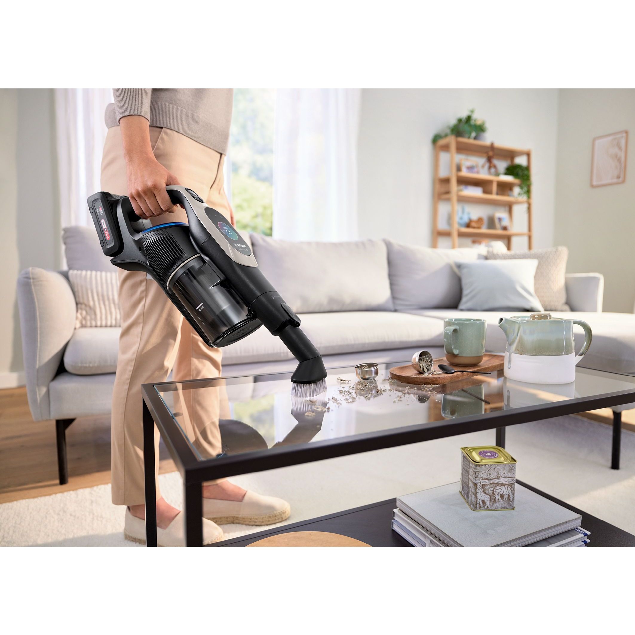 Aspirator vertical BOSCH Serie 10 Unlimited BSS1041GHF,  Acc. Li-Ion 4A 18V, Rezervor 0.4l, MicroClean, Filtru HEPA, 80dBA, Graphite