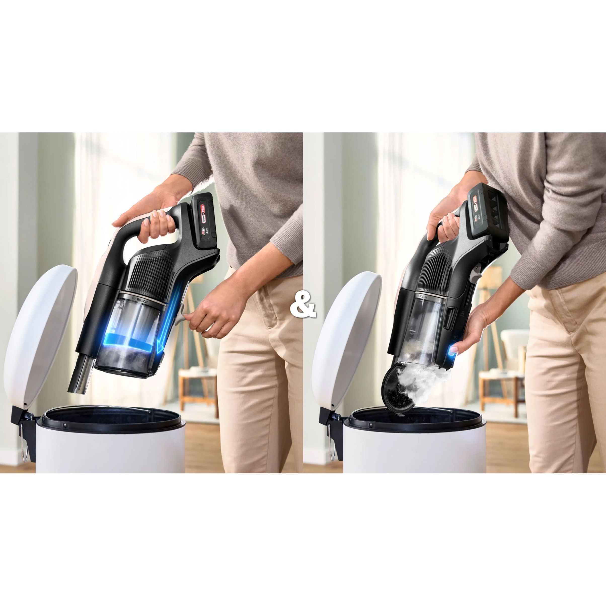 Aspirator vertical BOSCH Serie 10 Unlimited BBS1041RBA,  Acc. Li-Ion 4A 18V, Rezervor 0.4l, MicroClean, Filtru HEPA, 80dBA, Powder Rose
