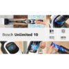 Aspirator vertical BOSCH Serie 10 Unlimited BCS1041WAC,  Acc. Li-Ion 4A 18V, Rezervor 0.4l, MicroClean, Filtru HEPA, 80dBA, Alb