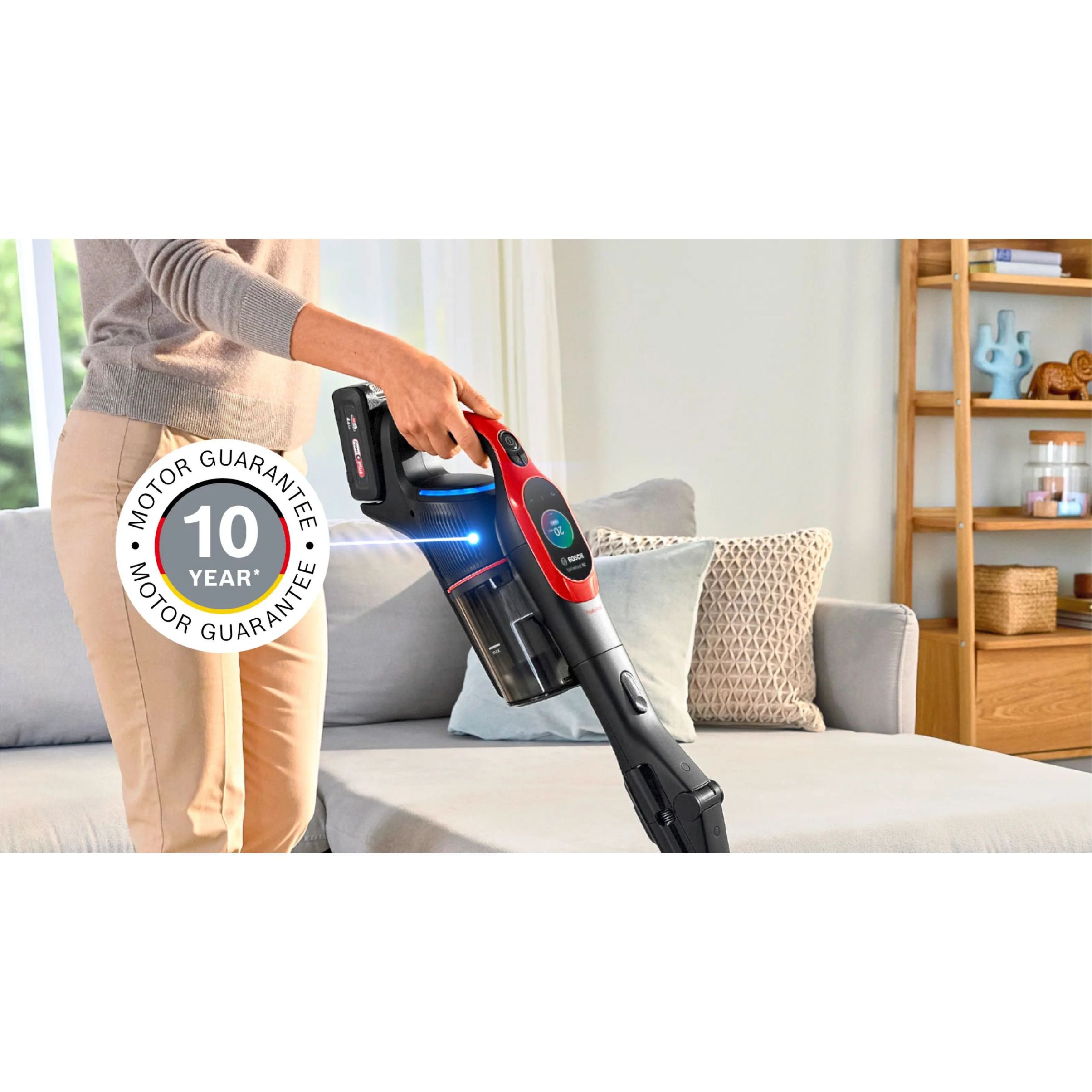 Aspirator vertical BOSCH Serie 10 Unlimited ProAnimal BCS1041PET,  Acc. Li-Ion 4A 18V, Rezervor 0.4l, MicroClean, Filtru HEPA, 80dBA, Roșu