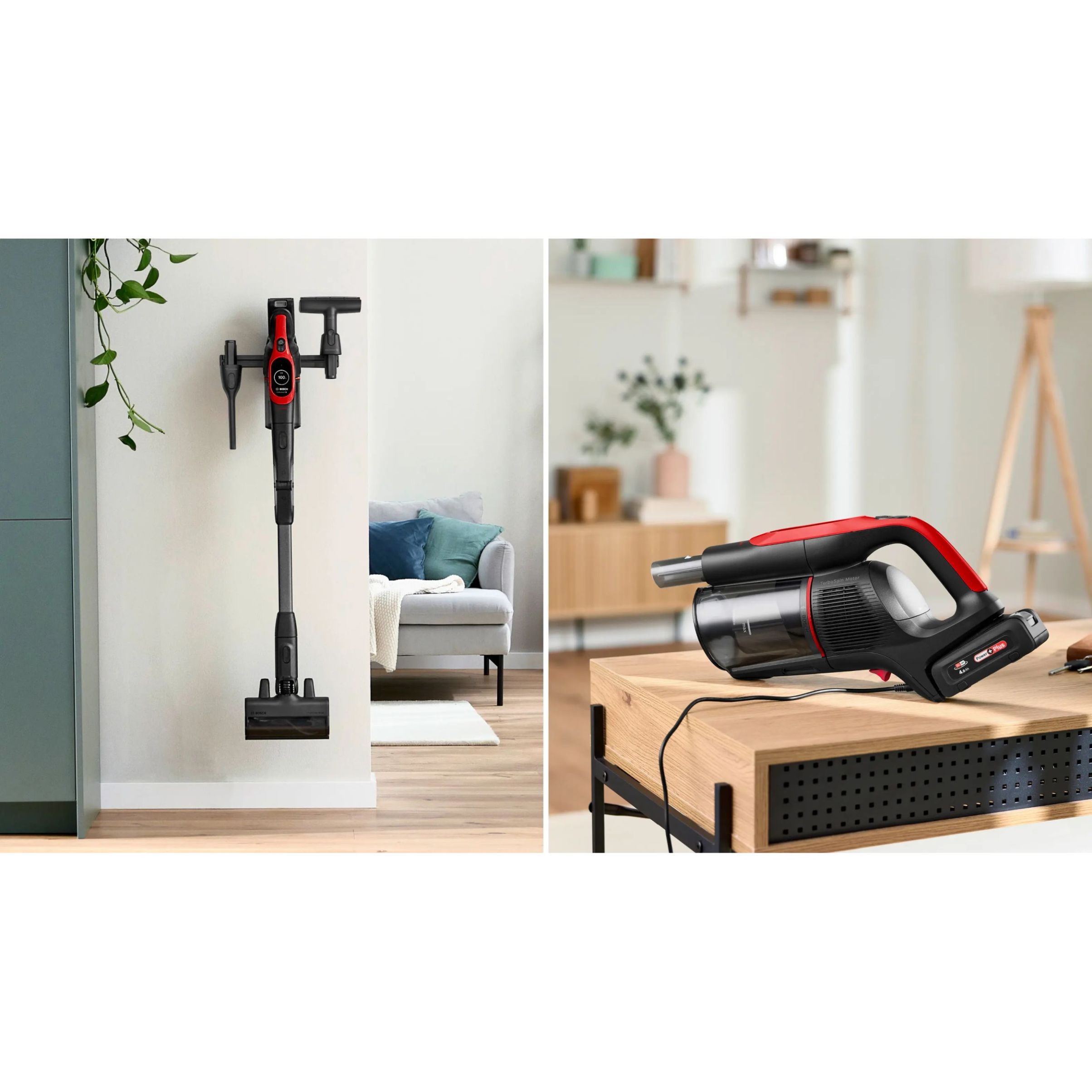 Aspirator vertical BOSCH Serie 10 Unlimited ProAnimal BCS1041PET,  Acc. Li-Ion 4A 18V, Rezervor 0.4l, MicroClean, Filtru HEPA, 80dBA, Roșu