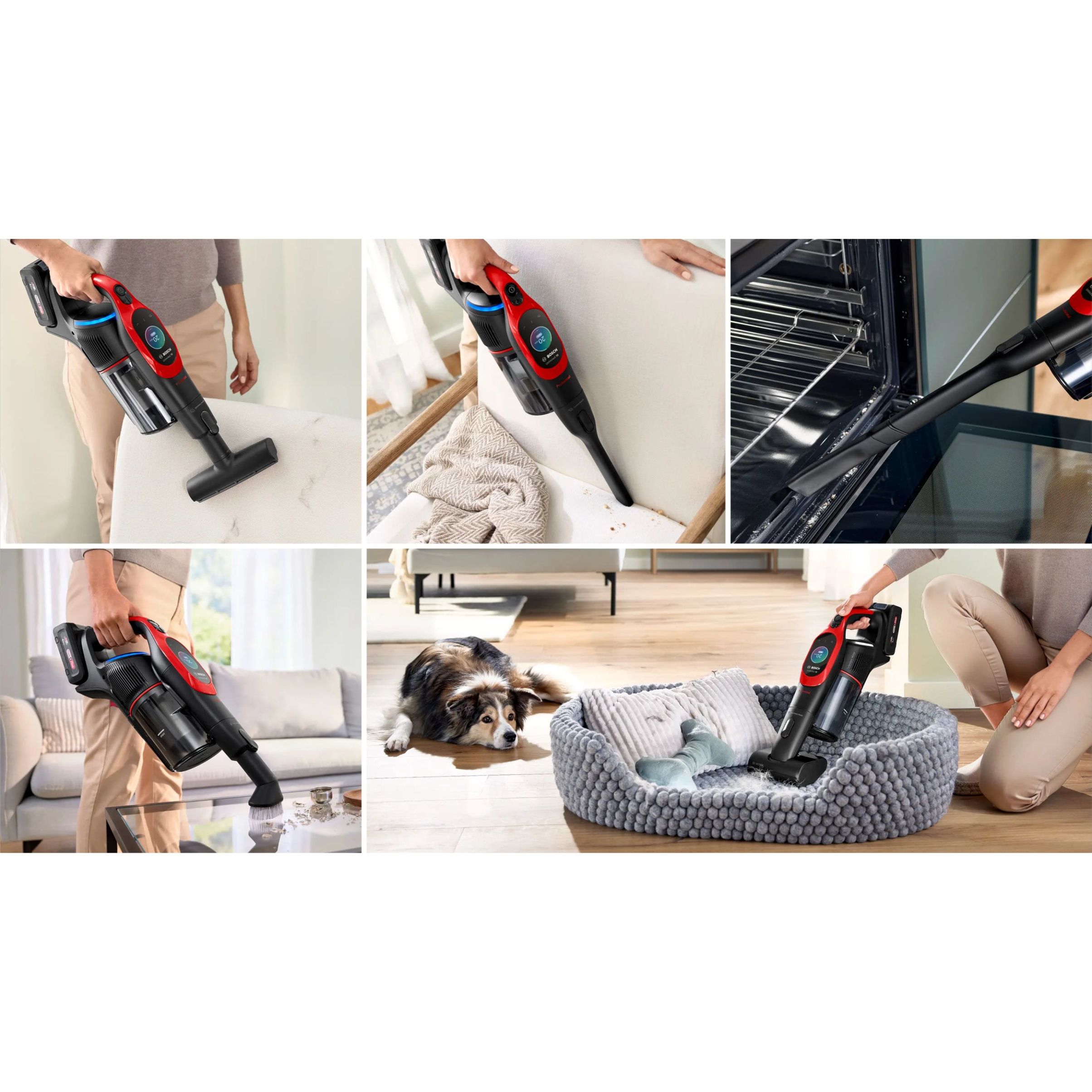Aspirator vertical BOSCH Serie 10 Unlimited ProAnimal BCS1041PET,  Acc. Li-Ion 4A 18V, Rezervor 0.4l, MicroClean, Filtru HEPA, 80dBA, Roșu
