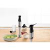 Blender de mână BOSCH Serie 6 ErgoMaster MSM6M821, 1200W (variabilă), Cuțit 4 lame QuattroBlade System Pro, Tocător 500ml, Tel, Pahar, Cuplă ceramică, AntiSplash, Mâner SoftGrip, C1.4m, Stainless Steel