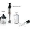 Blender de mână BOSCH Serie 6 ErgoMaster MSM6M821, 1200W (variabilă), Cuțit 4 lame QuattroBlade System Pro, Tocător 500ml, Tel, Pahar, Cuplă ceramică, AntiSplash, Mâner SoftGrip, C1.4m, Stainless Steel