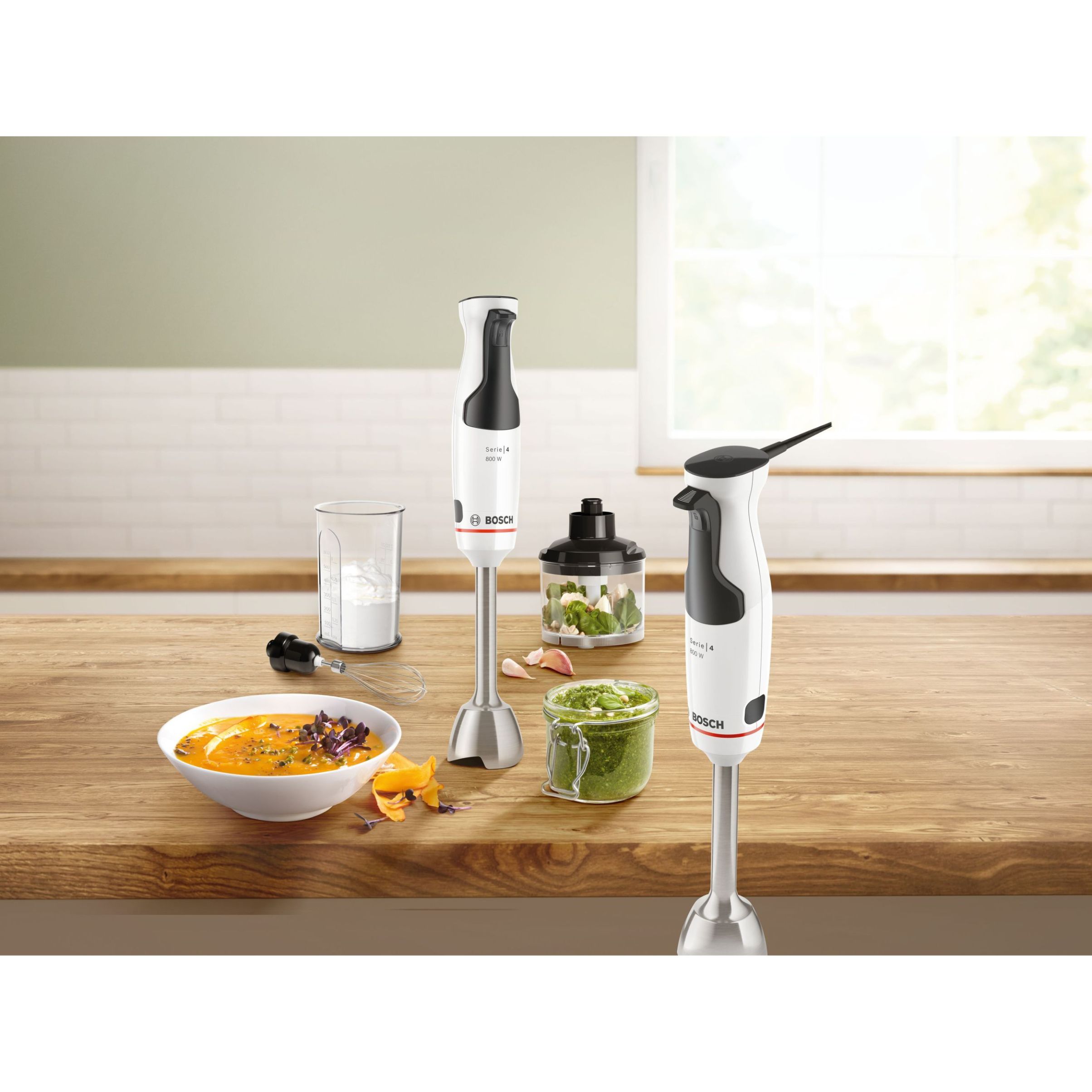 Blender de mână BOSCH Serie 4 ErgoMaster MSM4W421, 800W, Alb
