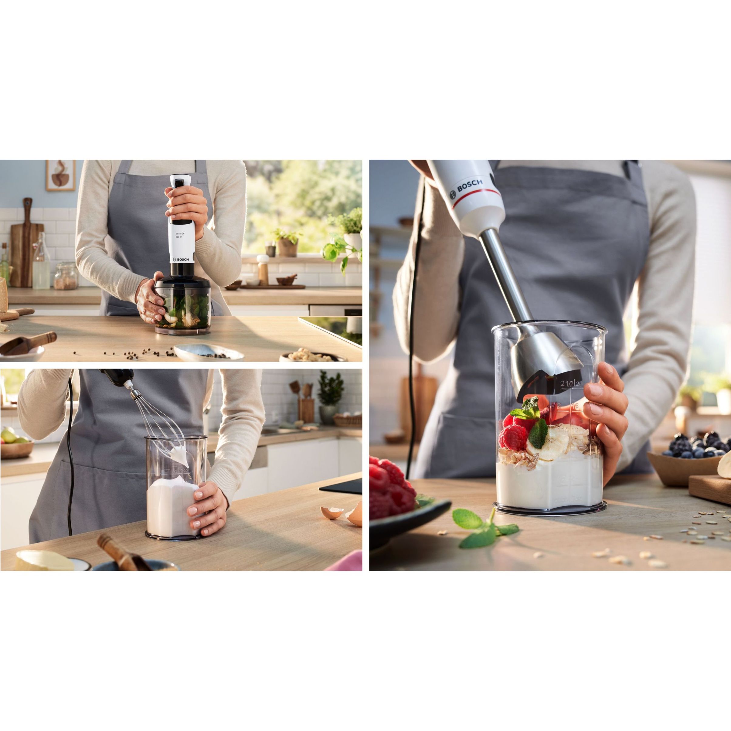 Blender de mână BOSCH Serie 4 ErgoMaster MSM4W421, 800W, Alb