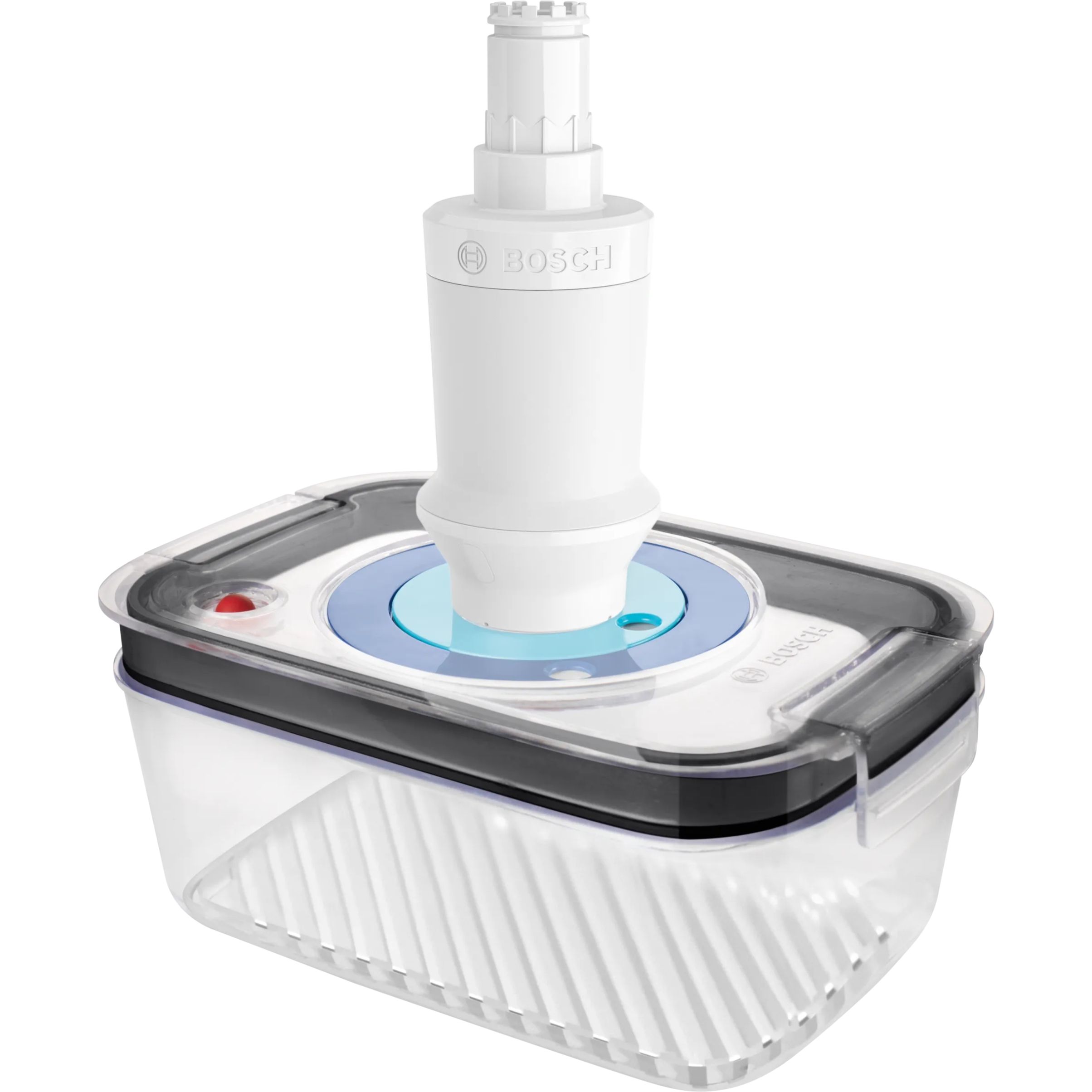 Set accesorii BOSCH Vacuum MSZV1FS1 – 17006932, Pompă albă, Caserolă Tritan cu tăviță scurgere, Cadran salvare dată, Interval -18~85°C, Microunde nu mai mult de 90s la 900W, 6 pungi reutilizabile, Făr
