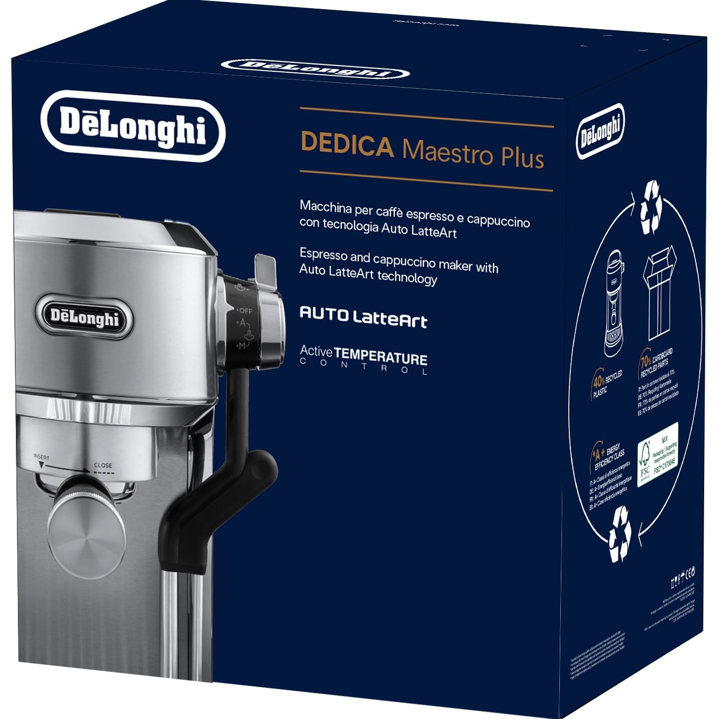 Espressor manual cu pompă De’Longhi Dedica Maestro Plus EC950.M – 0132106249  Shiny Metal