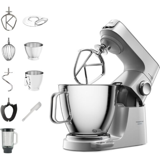Robot de bucătărie planetar KENWOOD Titanium Chef Baker XL KVL85.124SI – 0W20011385  1200W  2 vase (7l/5l)  Cântar integrat  Blender  Silver