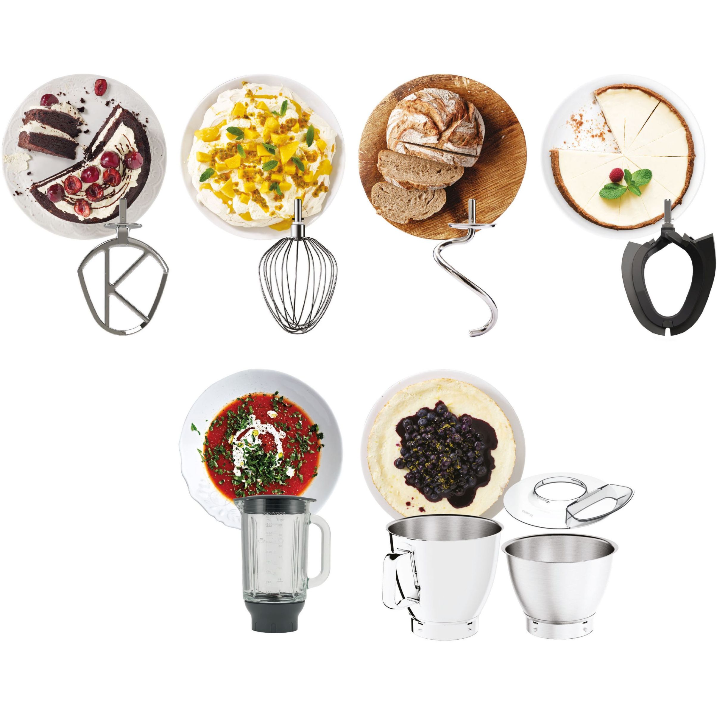 Robot de bucătărie planetar KENWOOD Titanium Chef Baker XL KVL85.124SI – 0W20011385, 1200W, 2 vase (7l/5l), Cântar integrat, Blender, Silver