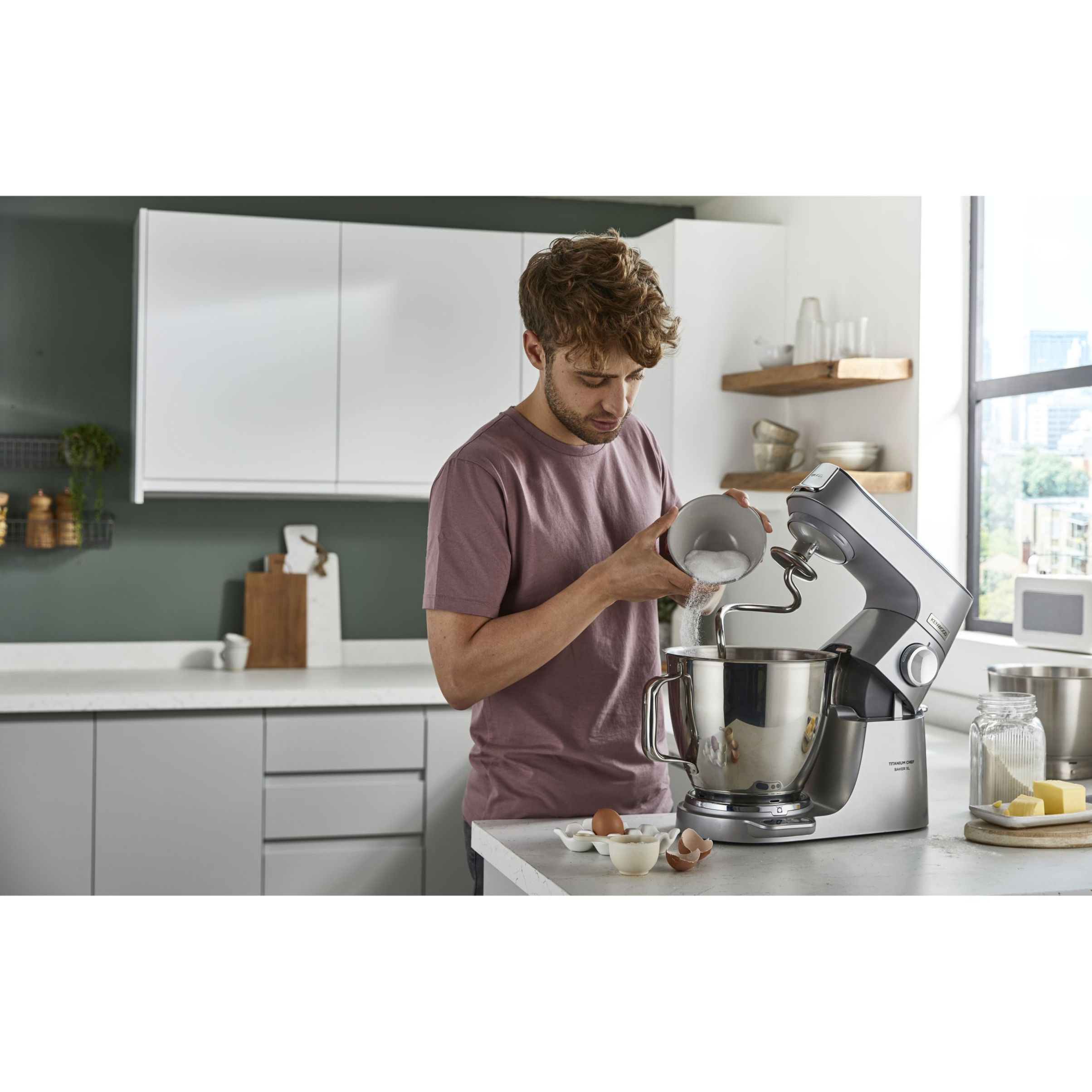 Robot de bucătărie planetar KENWOOD Titanium Chef Baker XL KVL85.124SI – 0W20011385, 1200W, 2 vase (7l/5l), Cântar integrat, Blender, Silver