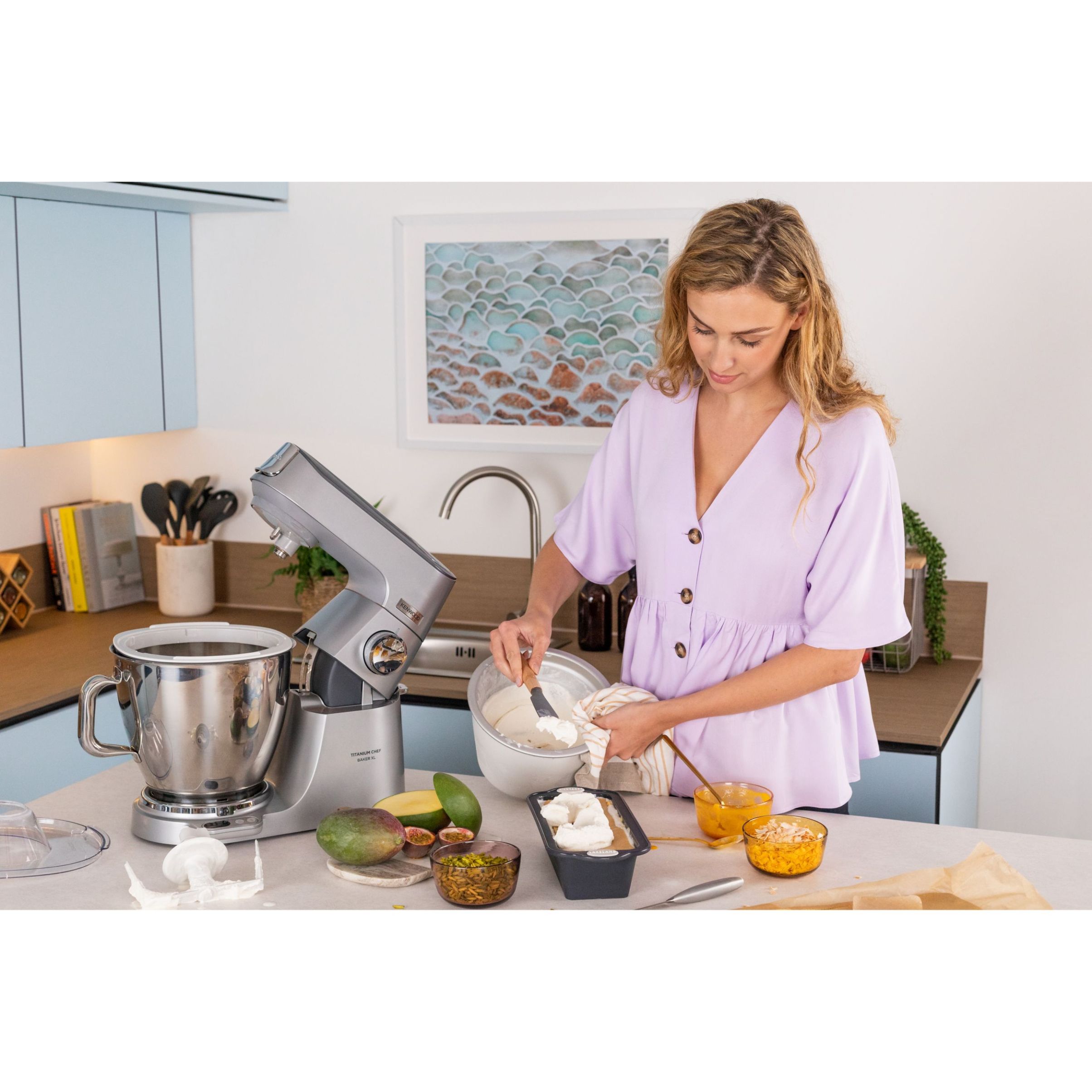 Robot de bucătărie planetar KENWOOD Titanium Chef Baker XL KVL85.124SI – 0W20011385, 1200W, 2 vase (7l/5l), Cântar integrat, Blender, Silver