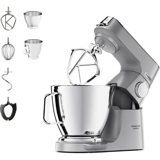 Robot de bucătărie planetar KENWOOD Titanium Chef Baker XL KVL85.004SI – 0W20011377  1200W  2 vase (7l/5l)  Cântar integrat  G11.50kg  Silver