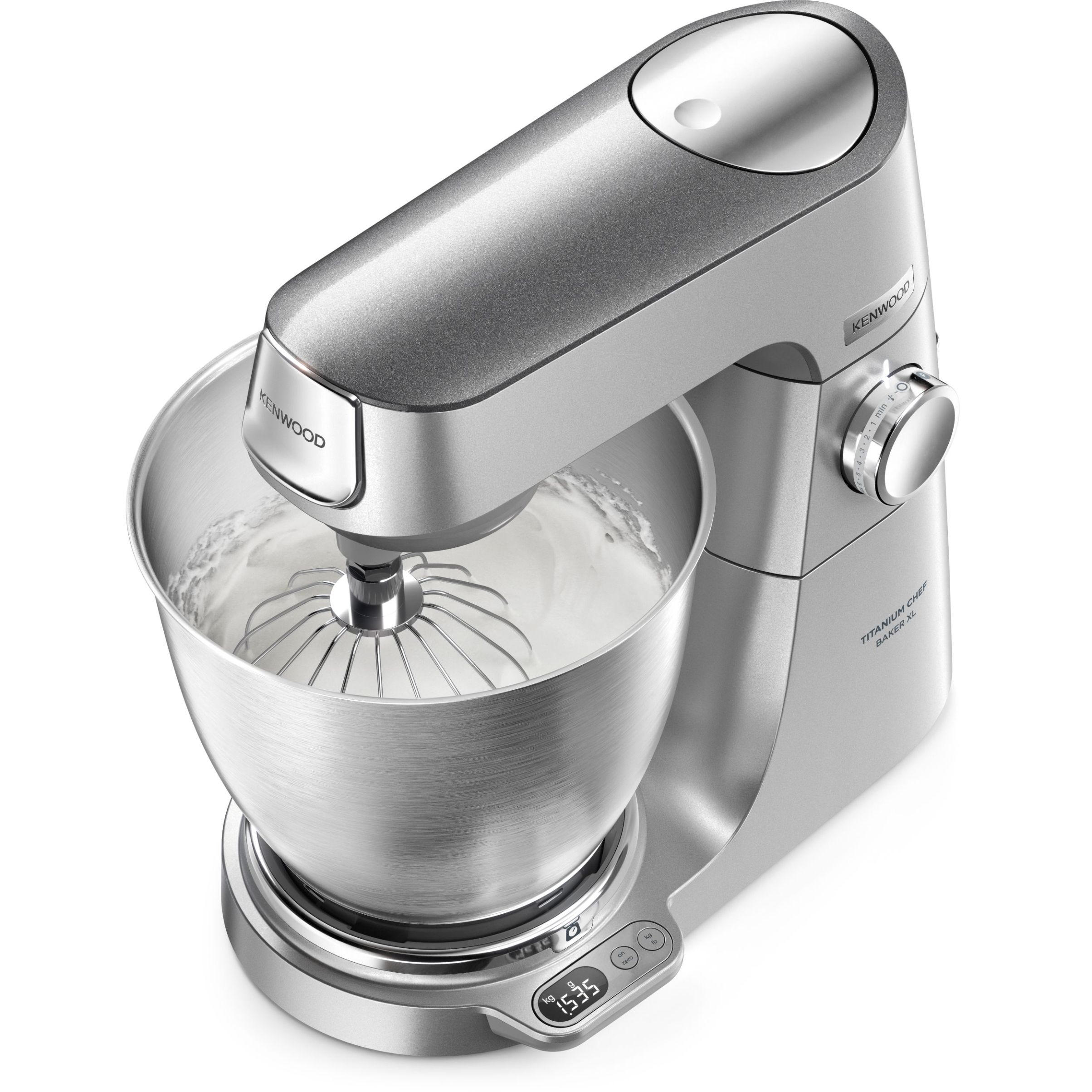 Robot de bucătărie planetar KENWOOD Titanium Chef Baker XL KVL85.004SI – 0W20011377, 1200W, 2 vase (7l/5l), Cântar integrat, G11.50kg, Silver
