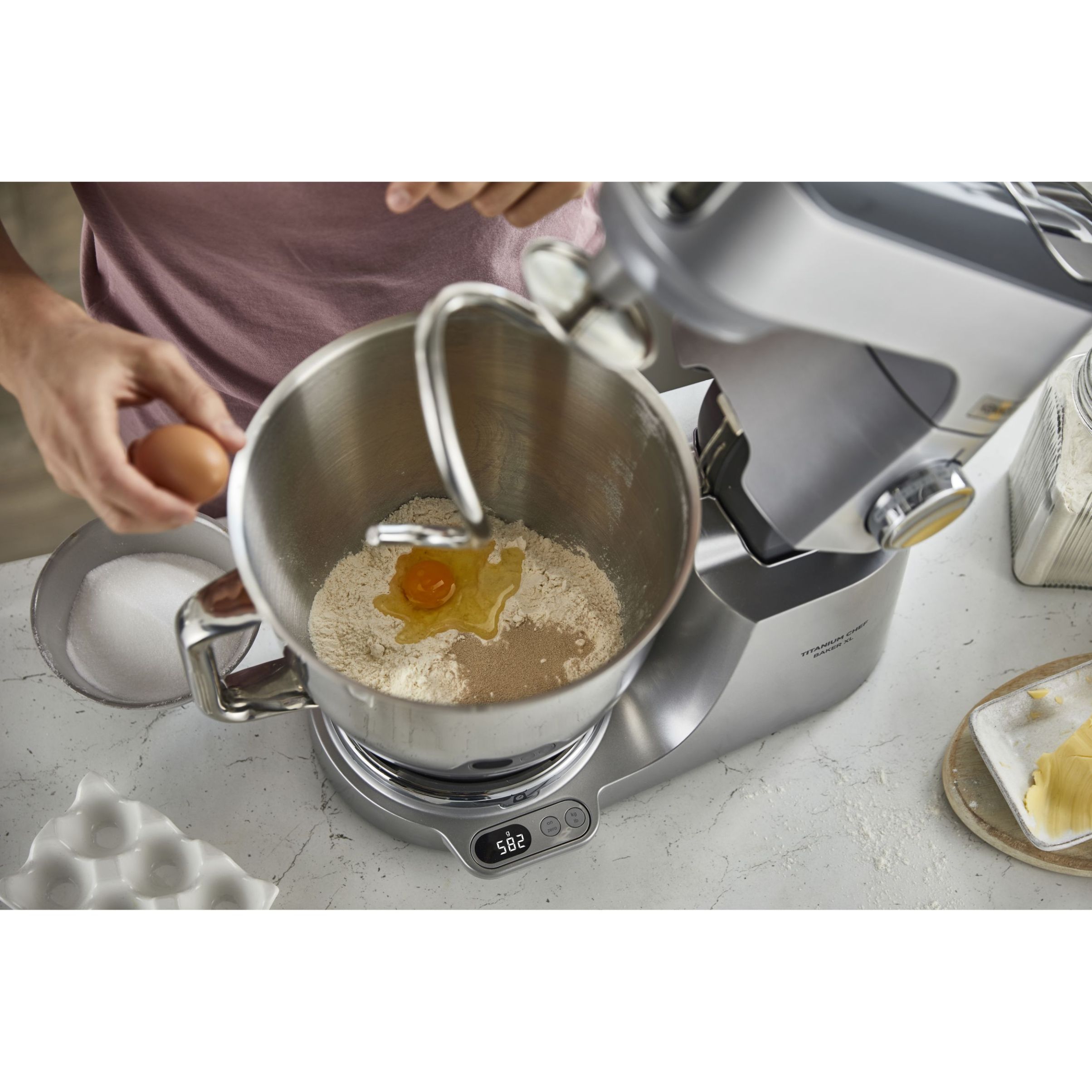 Robot de bucătărie planetar KENWOOD Titanium Chef Baker XL KVL85.004SI – 0W20011377, 1200W, 2 vase (7l/5l), Cântar integrat, G11.50kg, Silver