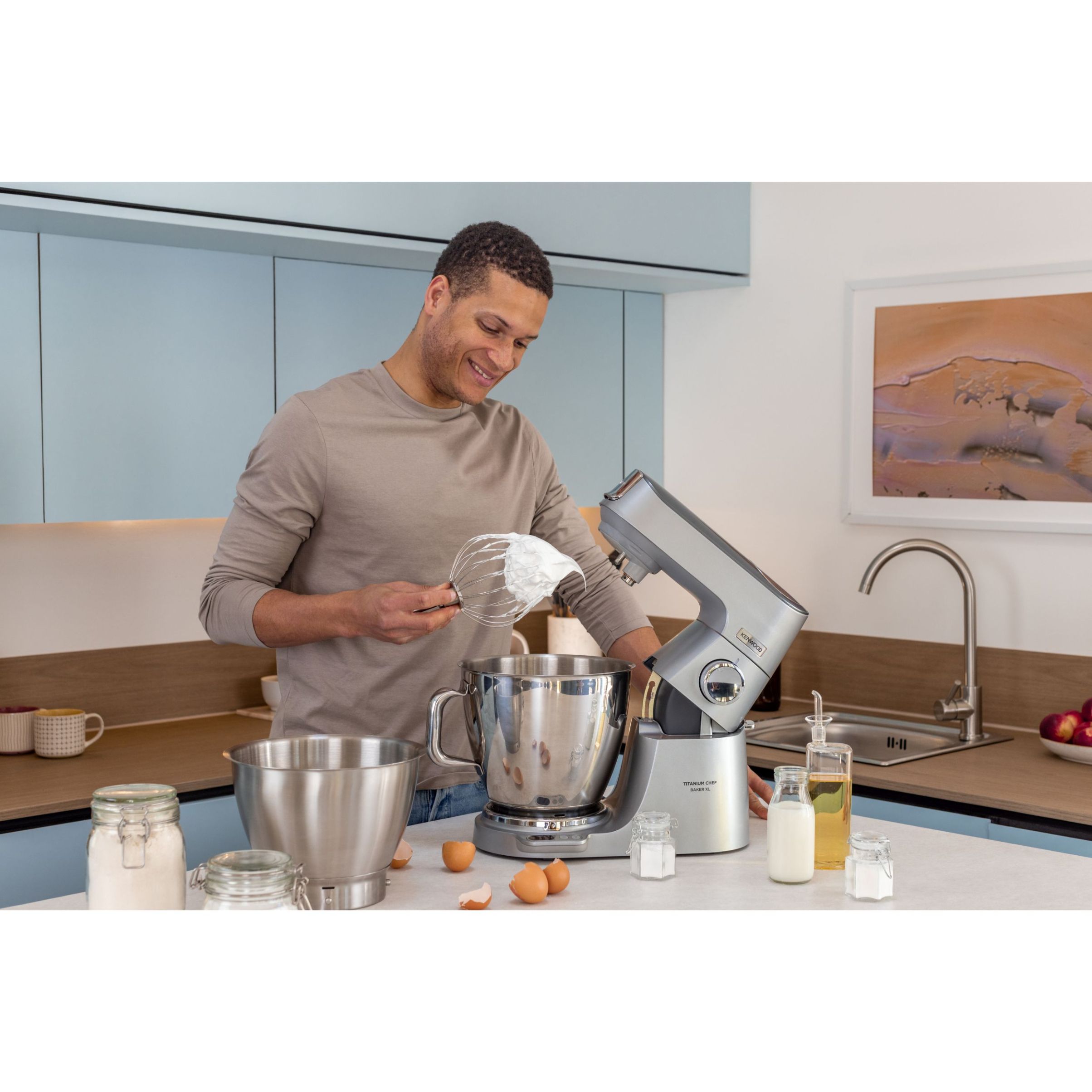 Robot de bucătărie planetar KENWOOD Titanium Chef Baker XL KVL85.004SI – 0W20011377, 1200W, 2 vase (7l/5l), Cântar integrat, G11.50kg, Silver