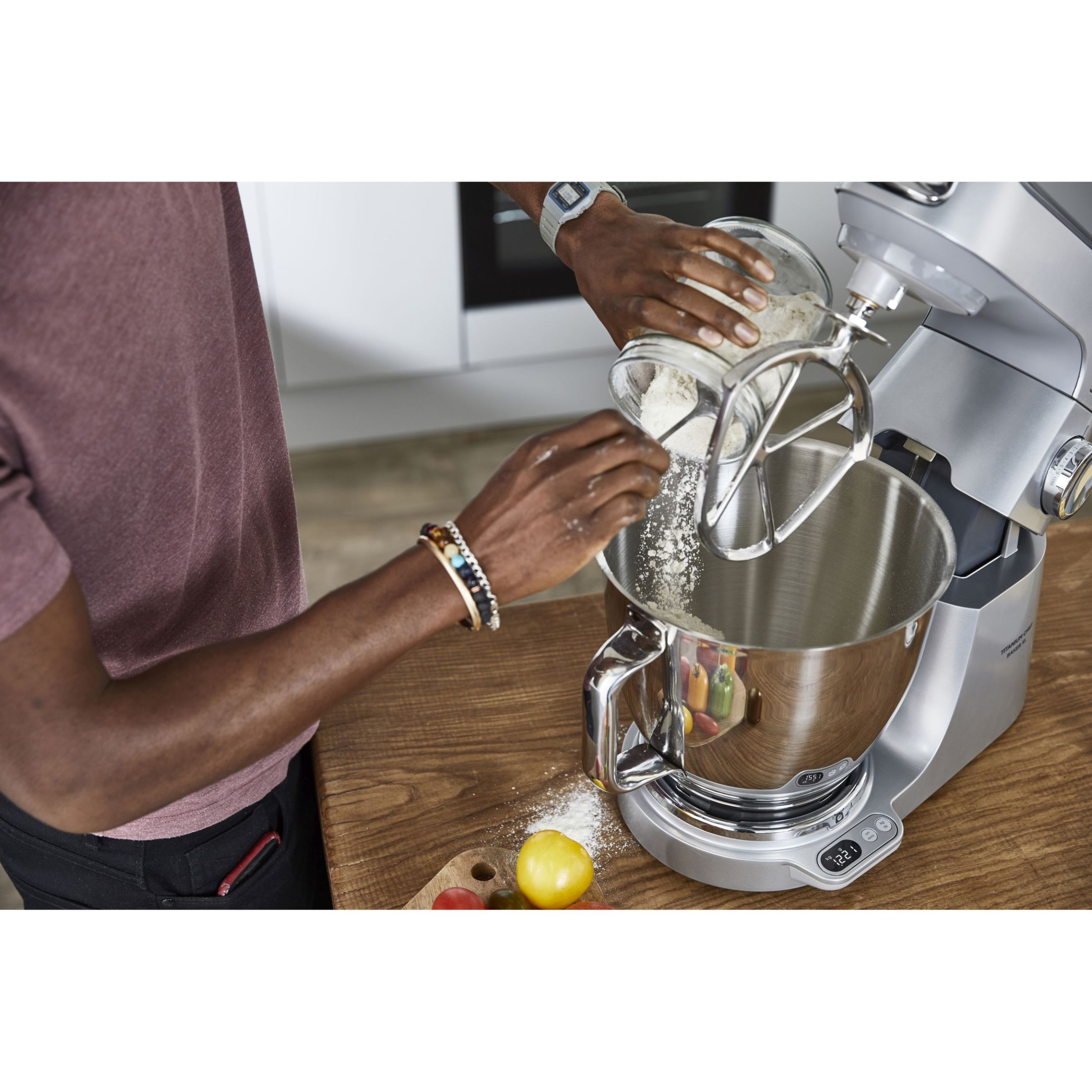 Robot de bucătărie planetar KENWOOD Titanium Chef Baker XL KVL85.004SI – 0W20011377, 1200W, 2 vase (7l/5l), Cântar integrat, G11.50kg, Silver