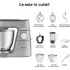 Robot de bucătărie planetar KENWOOD Titanium Chef Baker XL KVL85.124SI – 0W20011385, 1200W, 2 vase (7l/5l), Cântar integrat, Blender, Silver