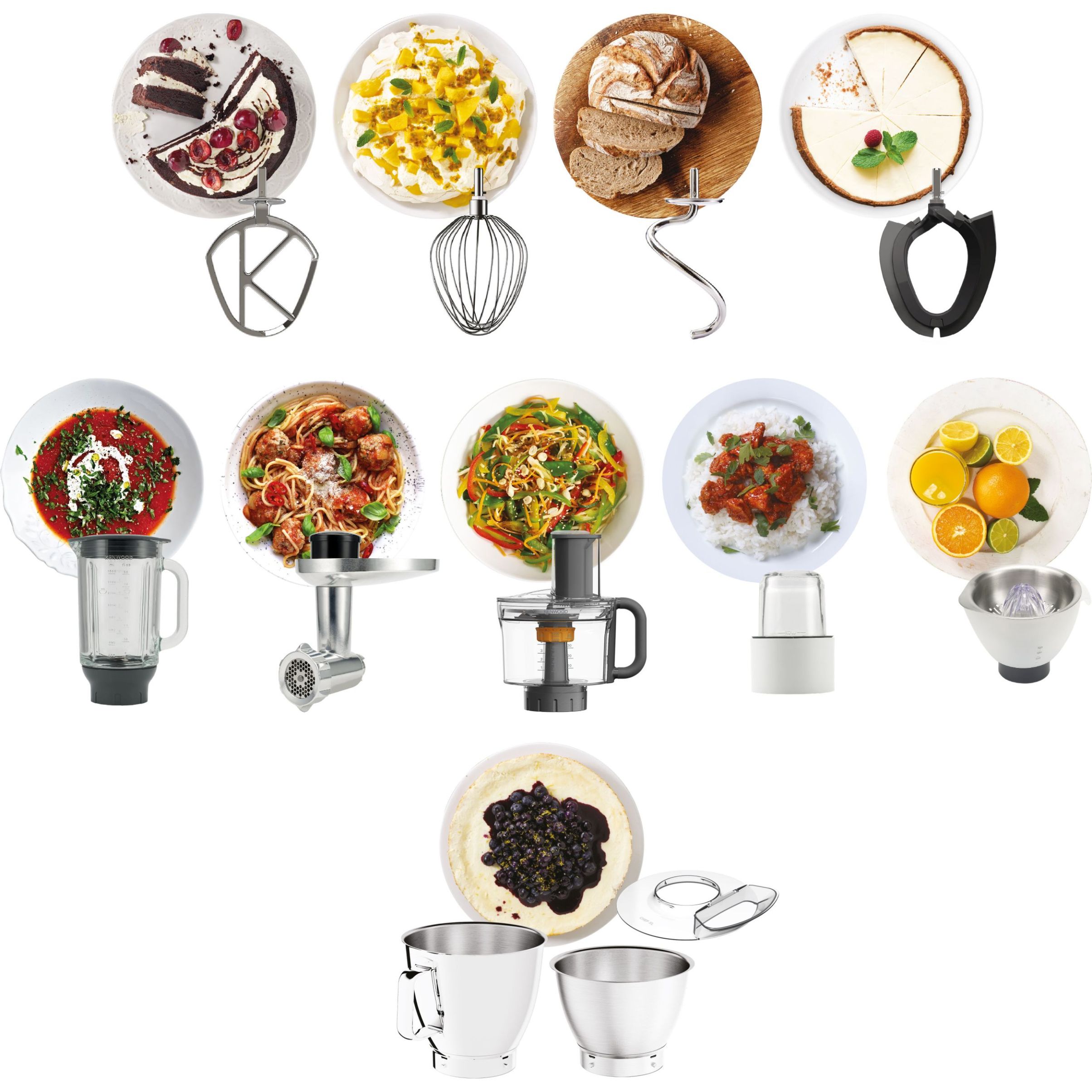 Robot de bucătărie planetar KENWOOD Titanium Chef Baker XL KVL85.704SI – 0W20011480, 1200W, 2 vase (7l/5l), Cântar, Blender, Mașină de tocat, Procesor alimente, Storcător citrice, Tocător, G20.03kg