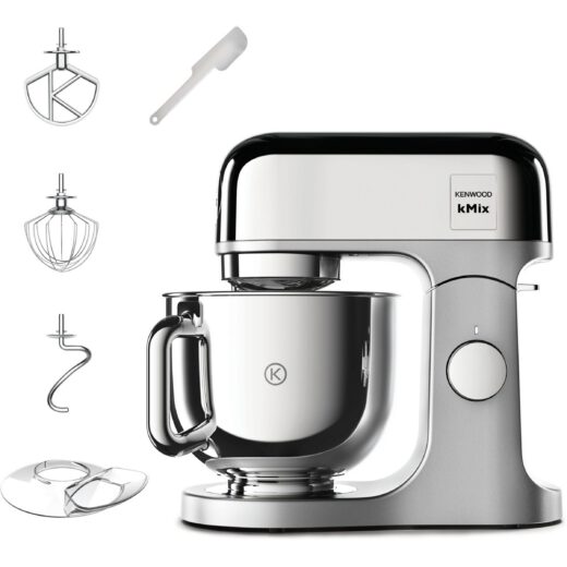 Robot de bucătărie planetar KENWOOD kMix Special Edition KMX760ACH – 0W20011397  1000W (6 trepte și Turbo)  Vas inox 5l  Set patiserie (tel 16 brațe  cârlig  paletă K)  G9.3kg  Chrome