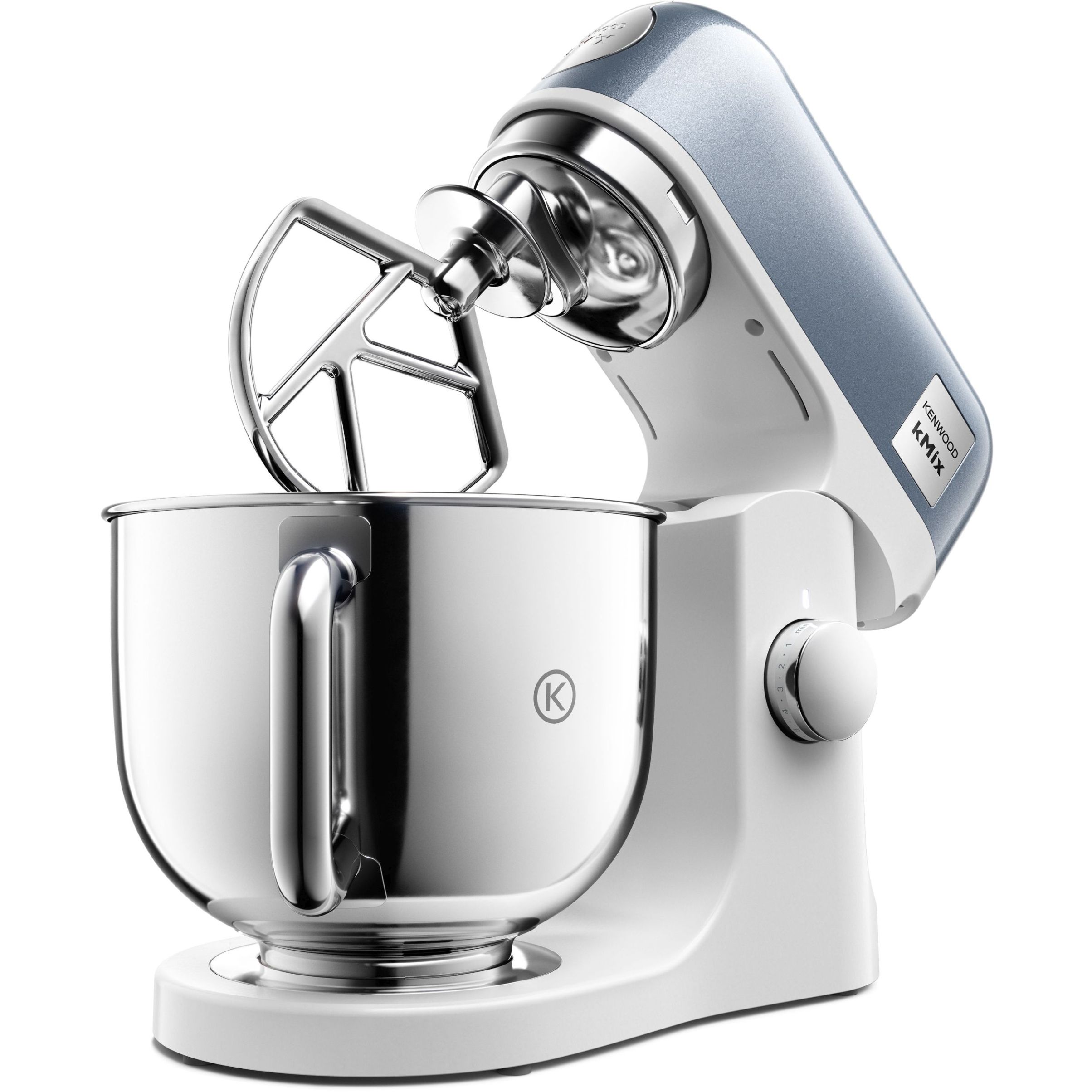 Robot de bucătărie planetar KENWOOD kMix Special Edition KMX760ABL – 0W20011441, 1000W (6 trepte și Turbo), Vas inox 5l, Set patiserie (tel 16 brațe, cârlig, paletă K), G9.3kg, Juniper Blue