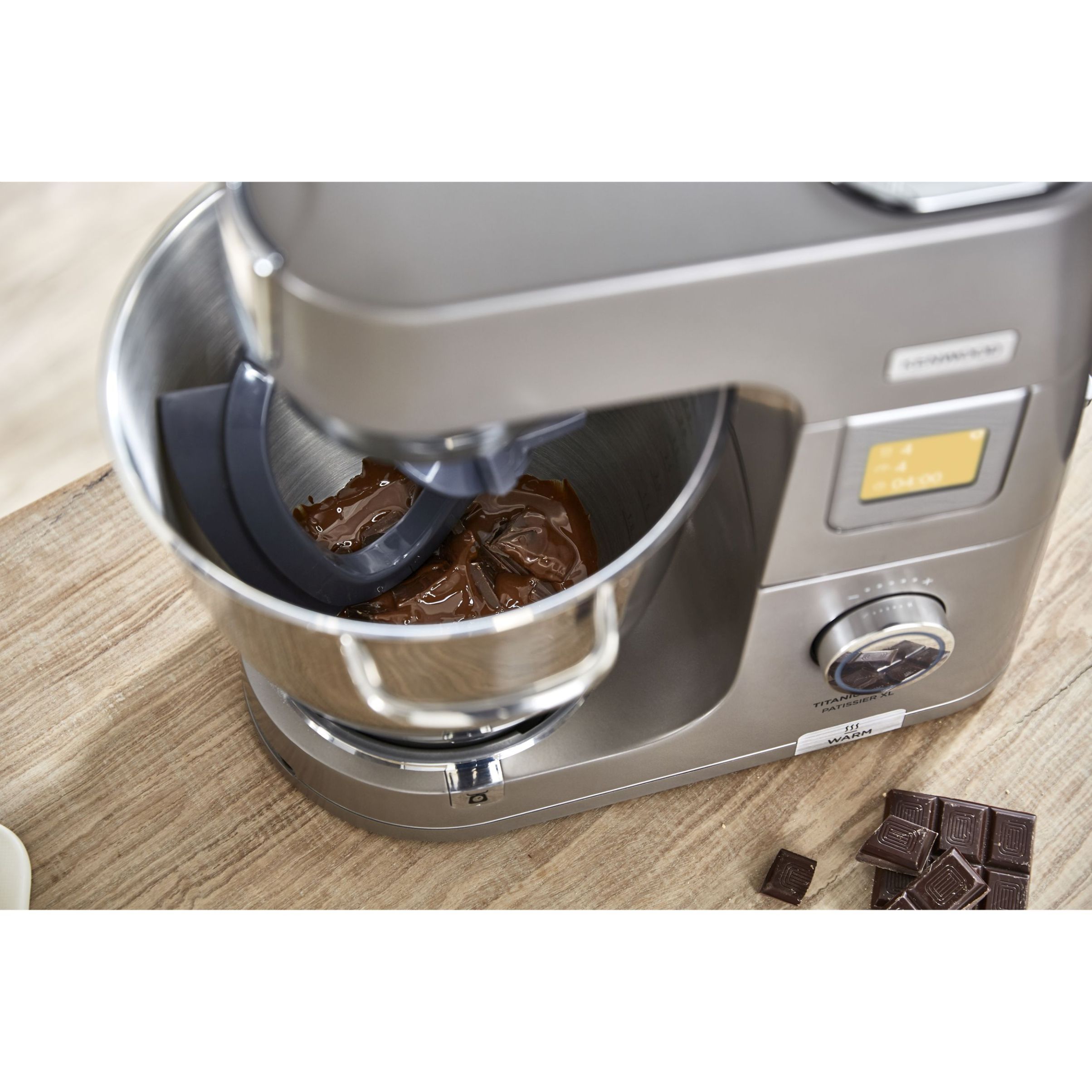 Robot de bucătărie planetar KENWOOD Titanium Chef Patissier XL KWL90.124SI – 0W20011363, 1400W, 6 funcții presetate, 2 vase 7 l/ 5 l, Blender sticlă, Cântar integrat, Sistem de încălzire, Touch screen