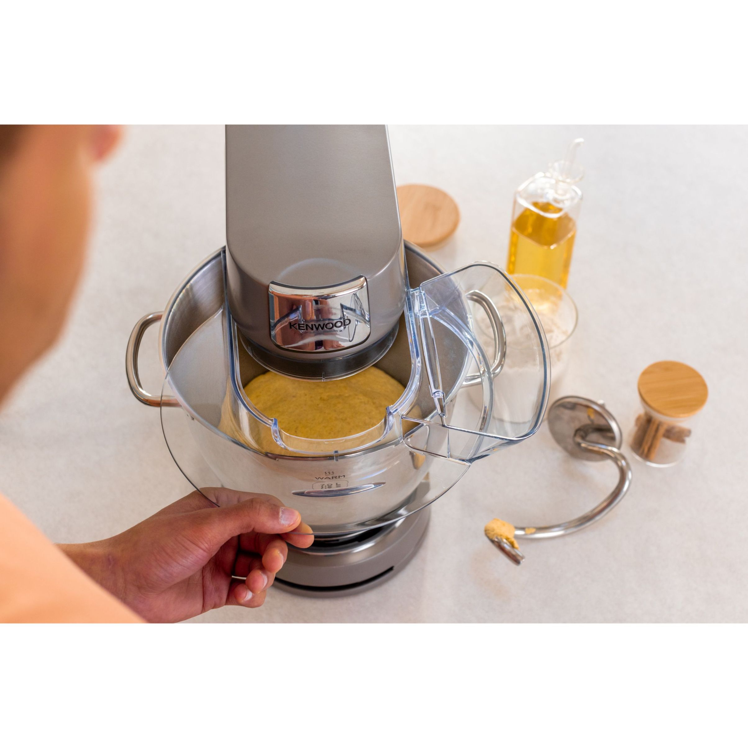 Robot de bucătărie planetar KENWOOD Titanium Chef Patissier XL KWL90.034SI – 0W20011371, 1400W, 6 funcții presetate, Vas 7 l, Blender sticlă, Cântar integrat, Sistem de încălzire, Touch screen