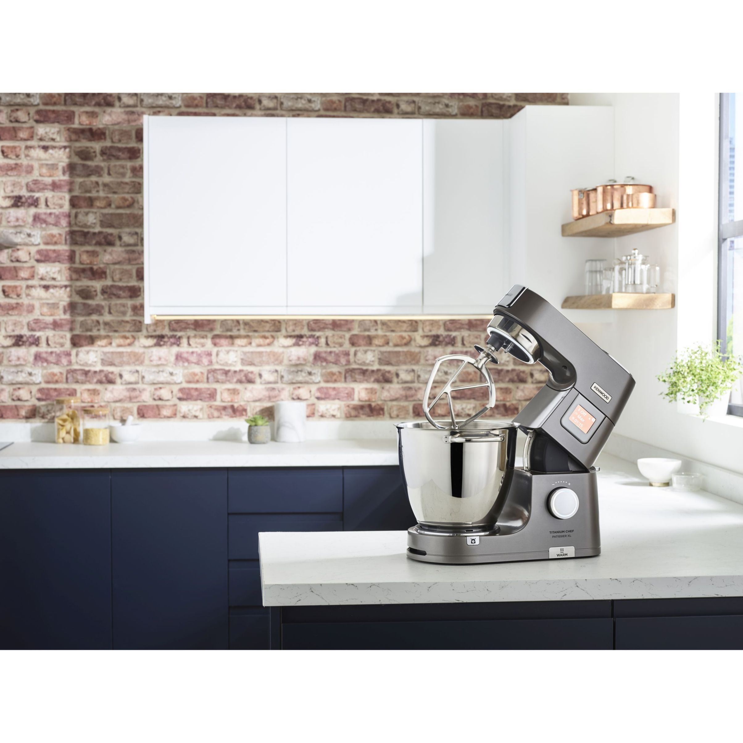Robot de bucătărie planetar KENWOOD Titanium Chef Patissier XL KWL90.034SI – 0W20011371, 1400W, 6 funcții presetate, Vas 7 l, Blender sticlă, Cântar integrat, Sistem de încălzire, Touch screen