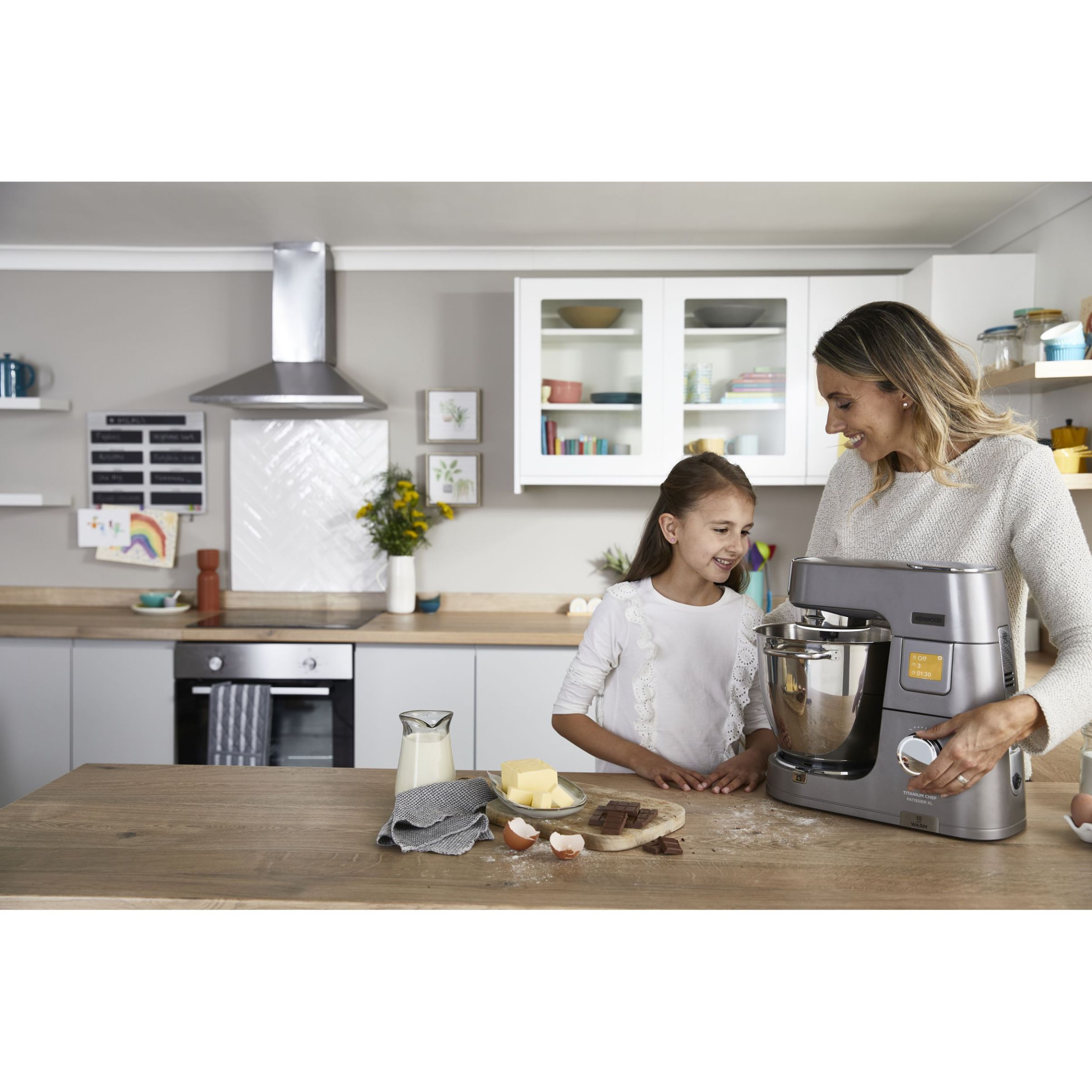 Robot de bucătărie planetar KENWOOD Titanium Chef Patissier XL KWL90.034SI – 0W20011371, 1400W, 6 funcții presetate, Vas 7 l, Blender sticlă, Cântar integrat, Sistem de încălzire, Touch screen