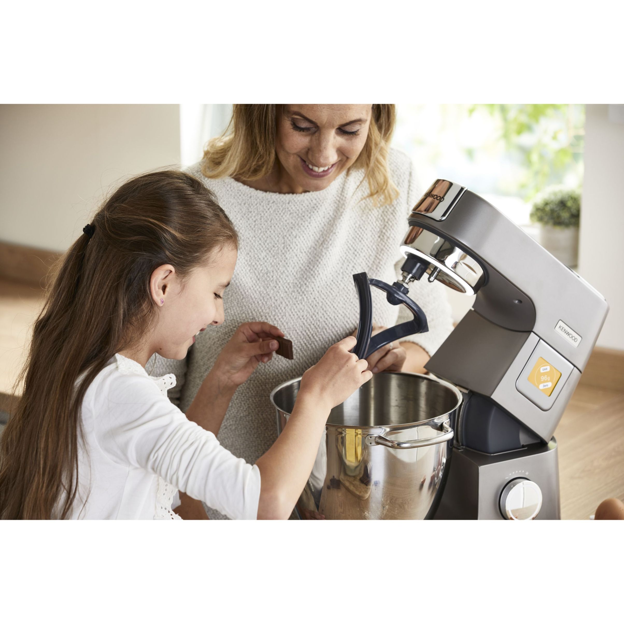 Robot de bucătărie planetar KENWOOD Titanium Chef Patissier XL KWL90.034SI – 0W20011371, 1400W, 6 funcții presetate, Vas 7 l, Blender sticlă, Cântar integrat, Sistem de încălzire, Touch screen