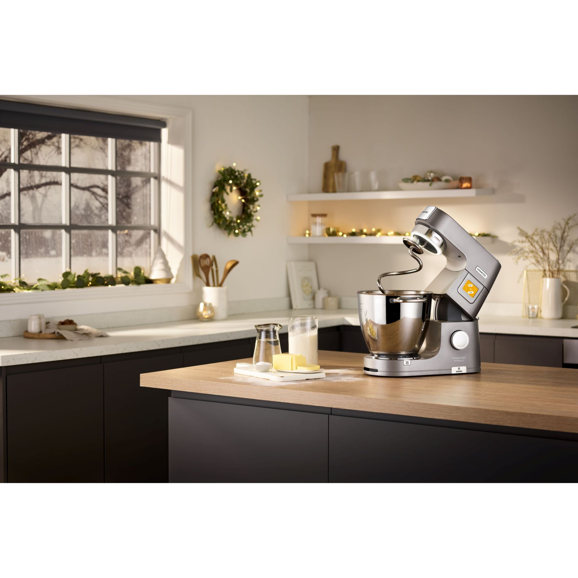 Robot de bucătărie planetar KENWOOD Titanium Chef Patissier XL KWL90.034SI – 0W20011371, 1400W, 6 funcții presetate, Vas 7 l, Blender sticlă, Cântar integrat, Sistem de încălzire, Touch screen