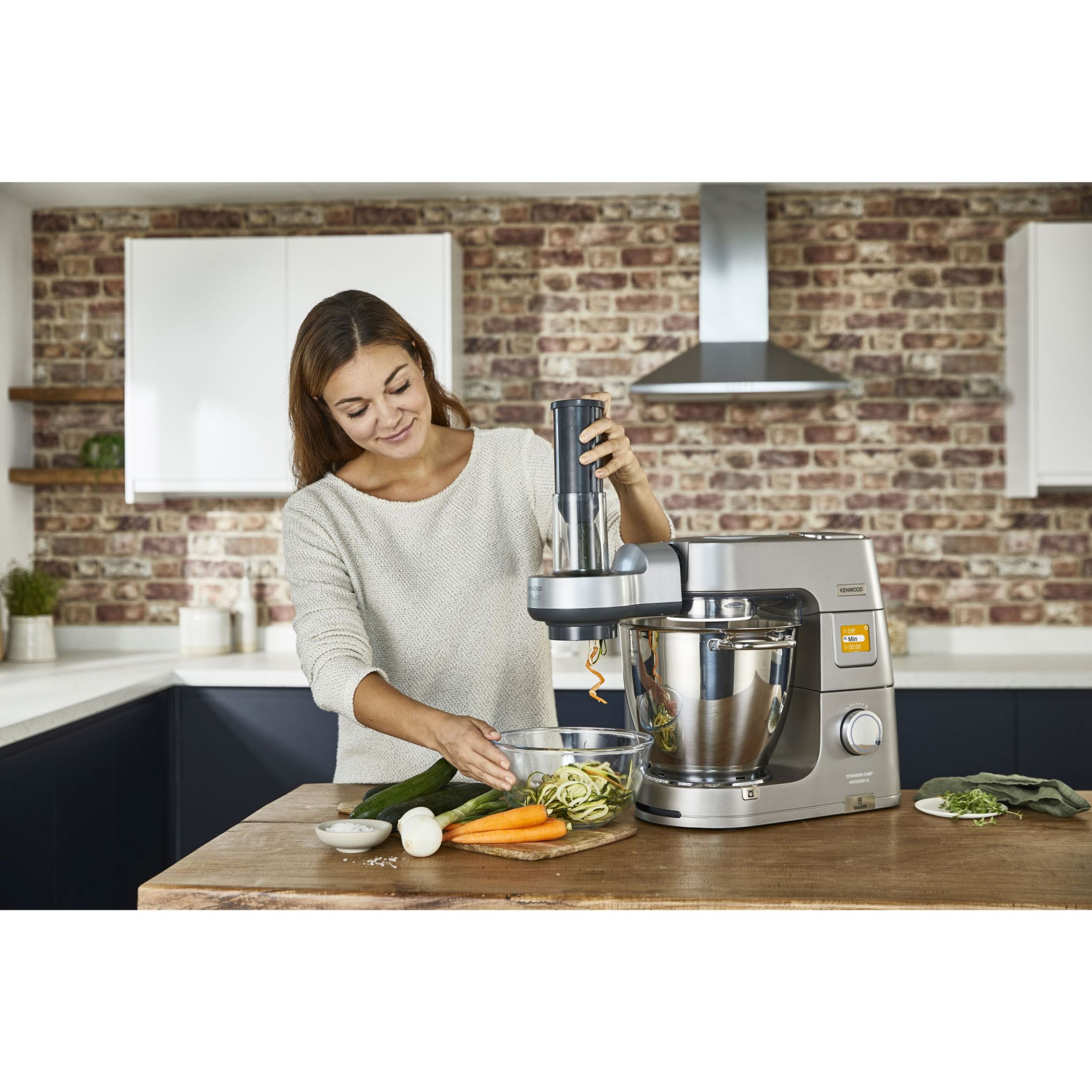 Robot de bucătărie planetar KENWOOD Titanium Chef Patissier XL KWL90.034SI – 0W20011371, 1400W, 6 funcții presetate, Vas 7 l, Blender sticlă, Cântar integrat, Sistem de încălzire, Touch screen