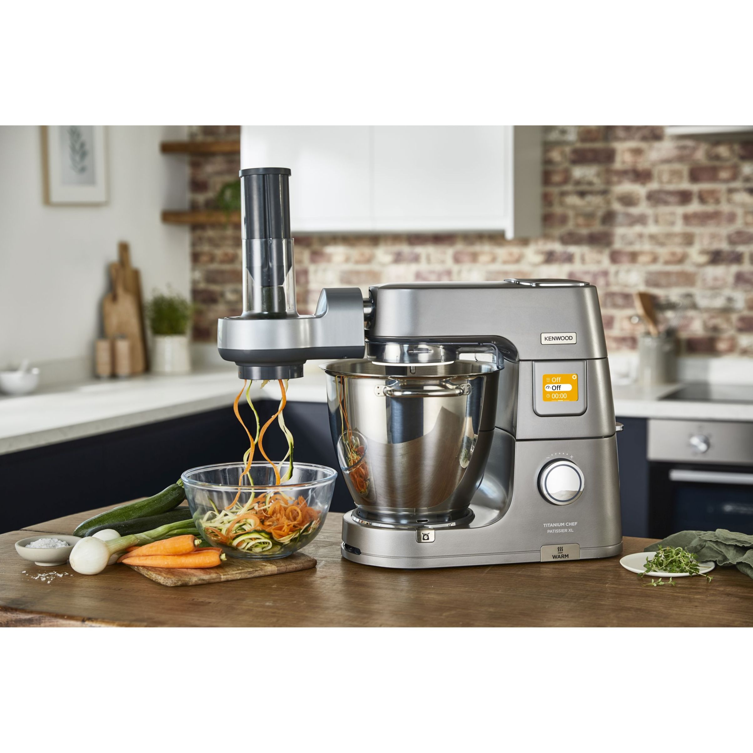 Robot de bucătărie planetar KENWOOD Titanium Chef Patissier XL KWL90.034SI – 0W20011371, 1400W, 6 funcții presetate, Vas 7 l, Blender sticlă, Cântar integrat, Sistem de încălzire, Touch screen