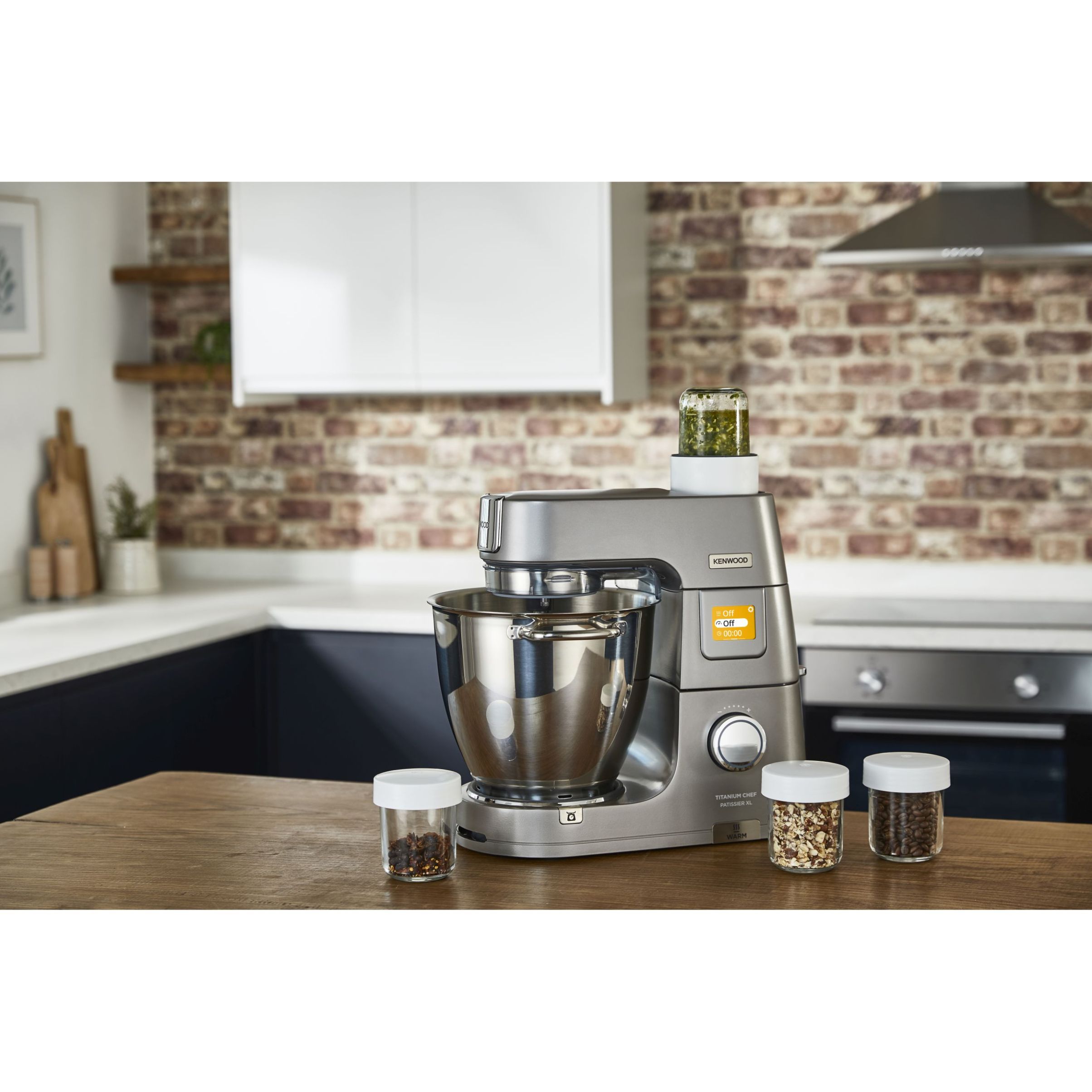 Robot de bucătărie planetar KENWOOD Titanium Chef Patissier XL KWL90.034SI – 0W20011371, 1400W, 6 funcții presetate, Vas 7 l, Blender sticlă, Cântar integrat, Sistem de încălzire, Touch screen