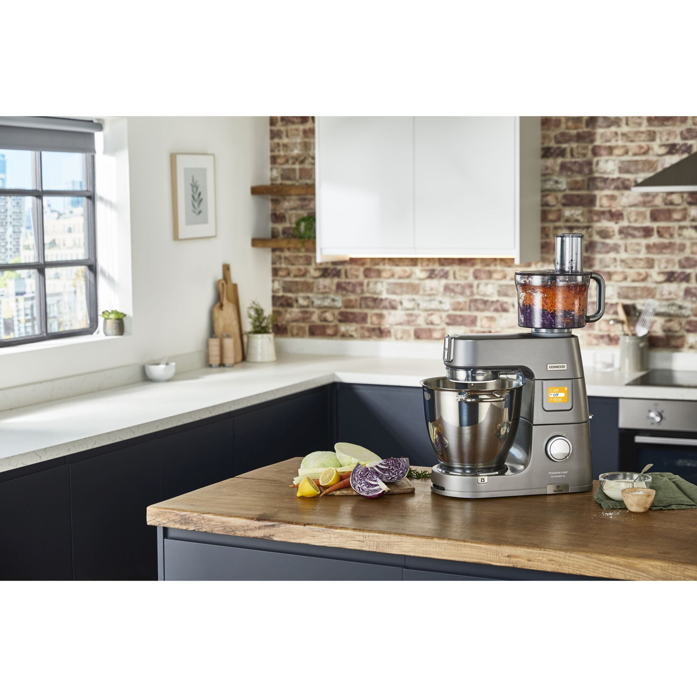 Robot de bucătărie planetar KENWOOD Titanium Chef Patissier XL KWL90.034SI – 0W20011371, 1400W, 6 funcții presetate, Vas 7 l, Blender sticlă, Cântar integrat, Sistem de încălzire, Touch screen