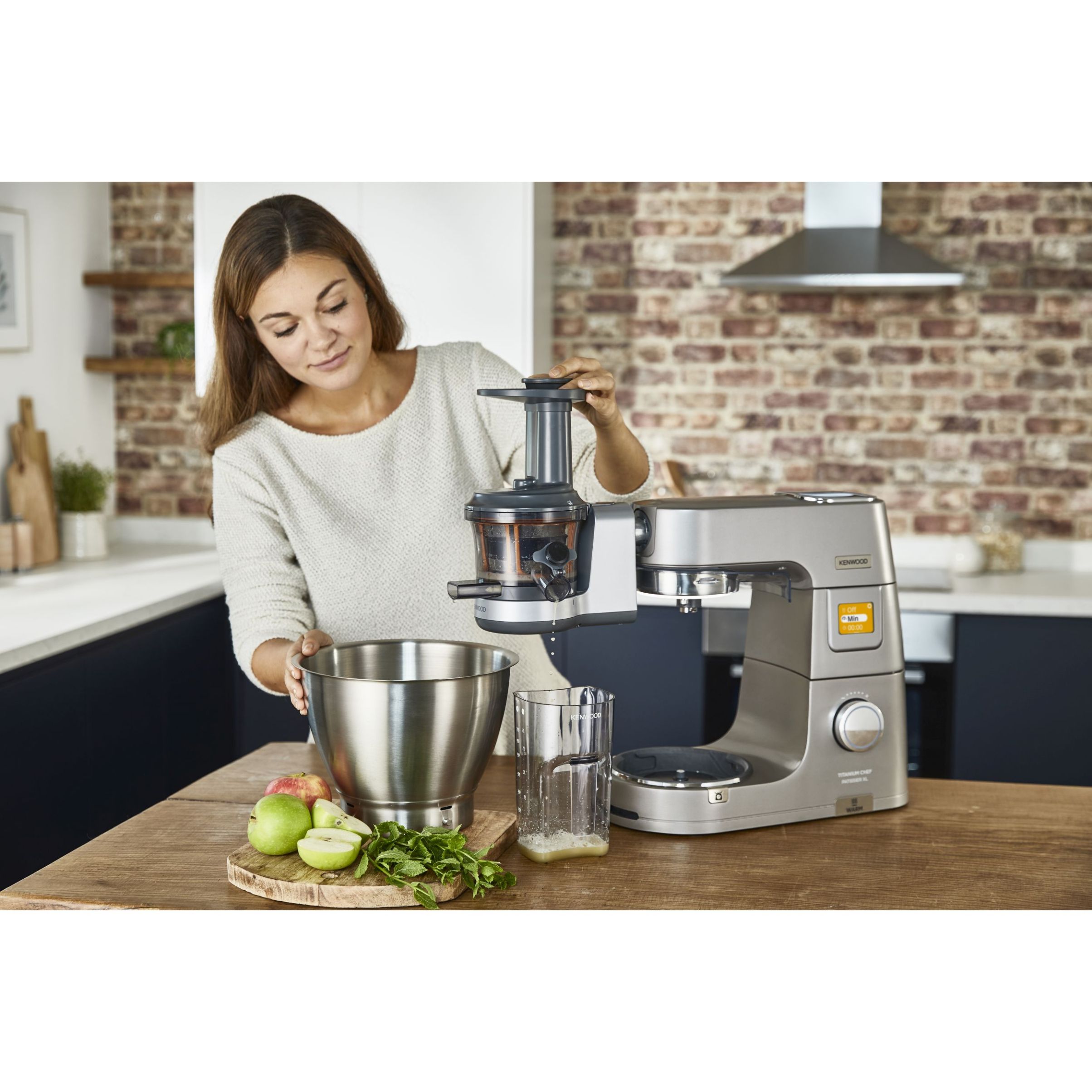 Robot de bucătărie planetar KENWOOD Titanium Chef Patissier XL KWL90.034SI – 0W20011371, 1400W, 6 funcții presetate, Vas 7 l, Blender sticlă, Cântar integrat, Sistem de încălzire, Touch screen
