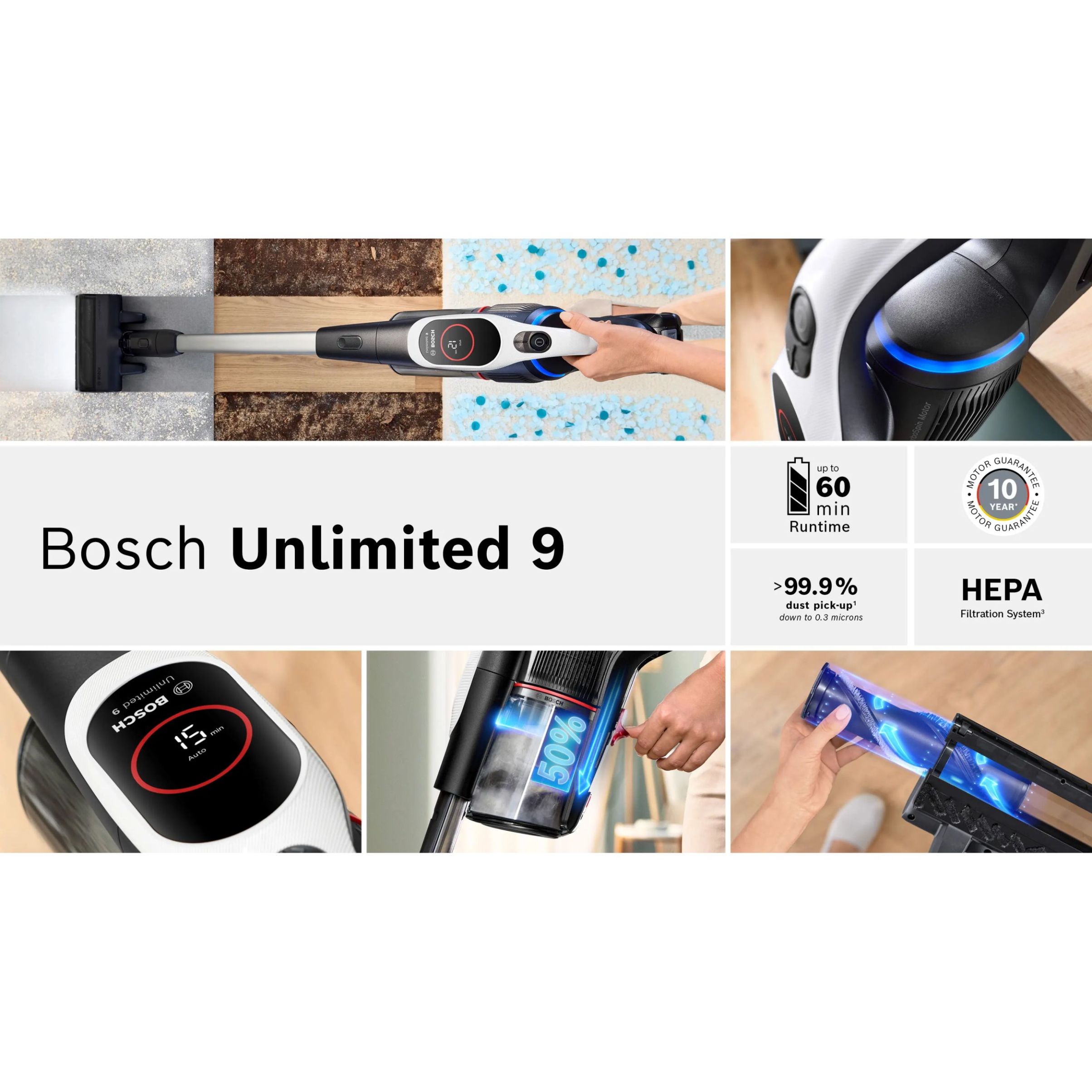 Aspirator vertical BOSCH Serie 9 Unlimited BBS931WBA, White