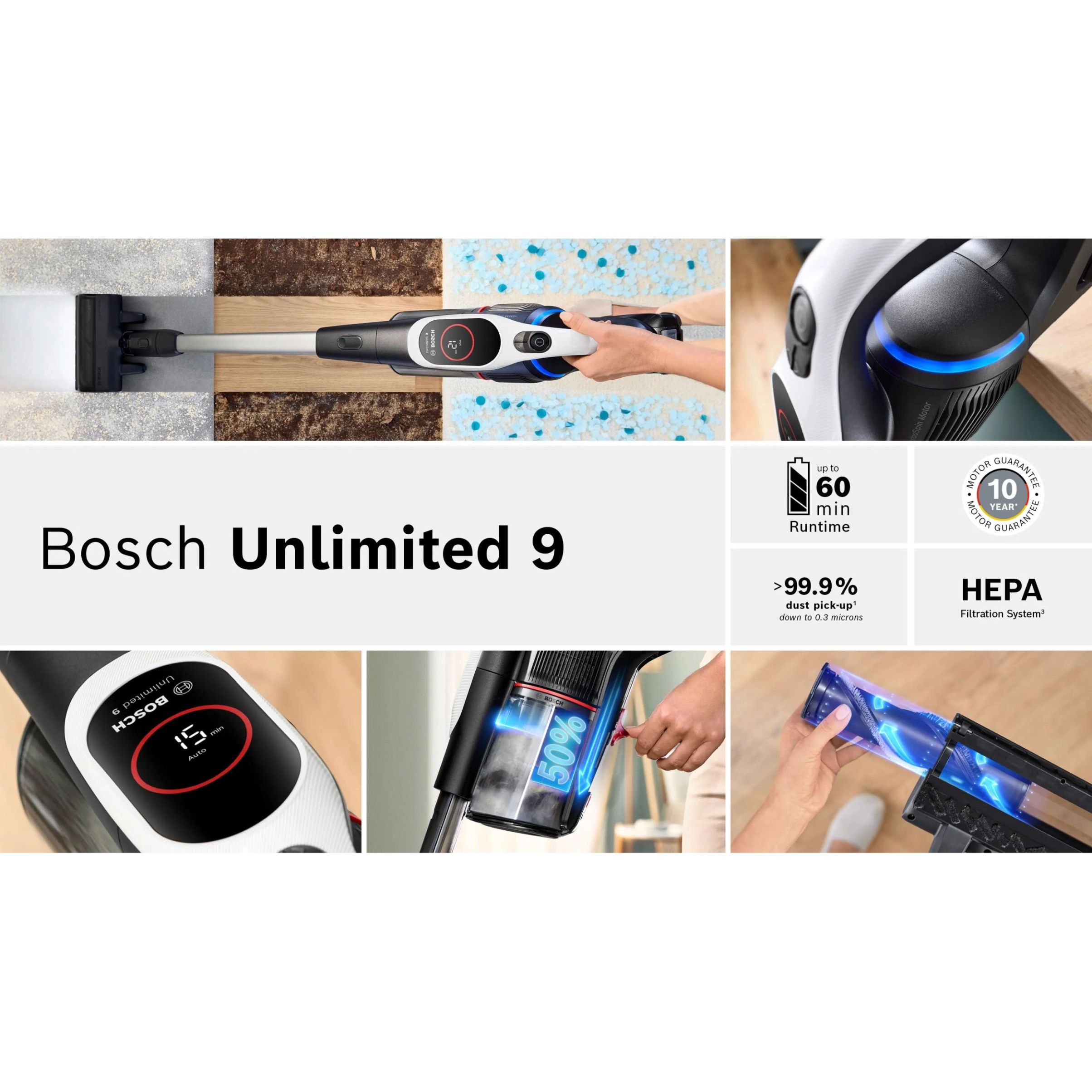 Aspirator vertical BOSCH Serie 9 Unlimited BCS931WBA, White