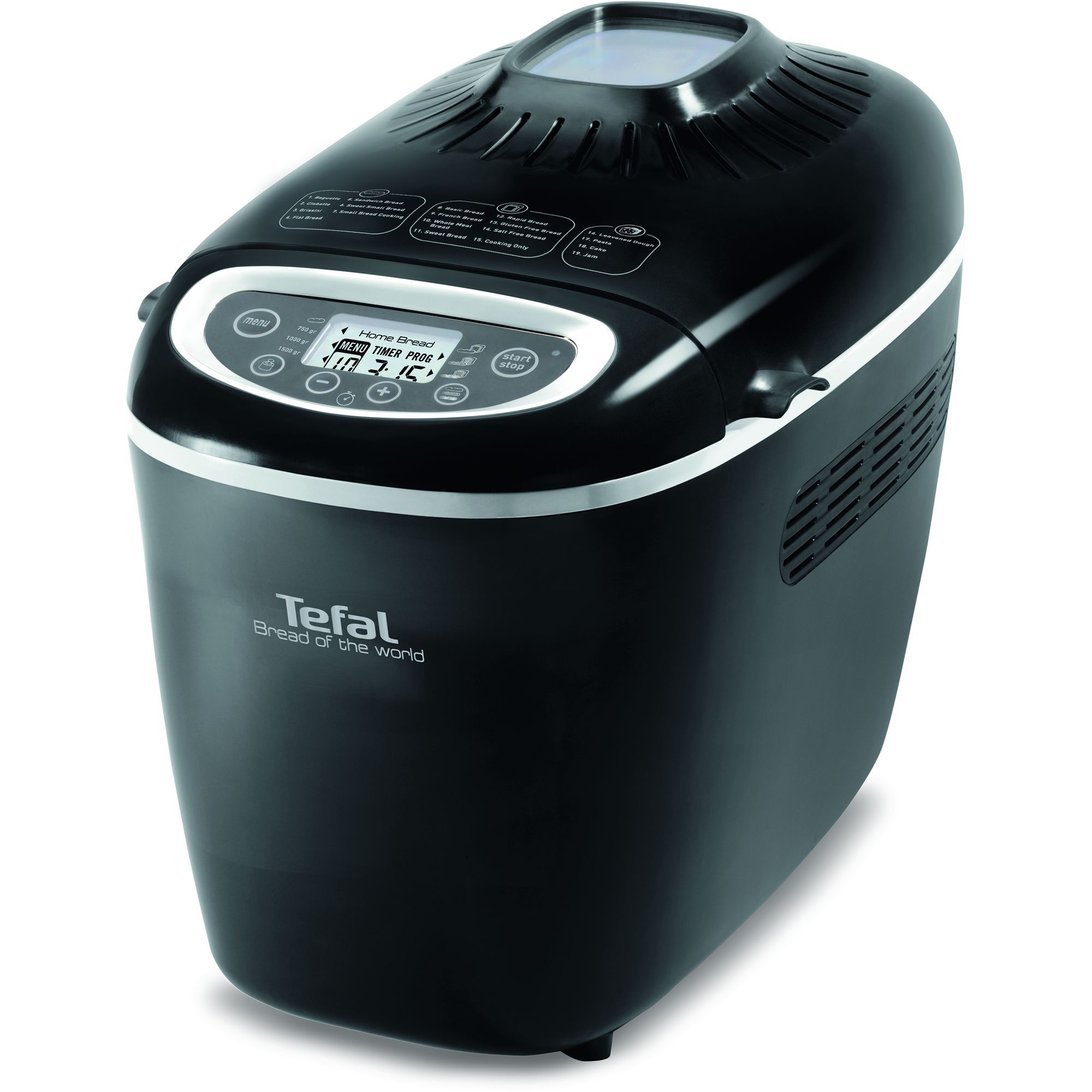 Mașină de pâine TEFAL Bread of the World PF611838, 19 programe, 1600W, Cuvă 1.5kg, 2 lame, Accesoriile brutarului, Păstrare la cald, Pornire întârziată, Fereastră, Carte cu 35 rețete