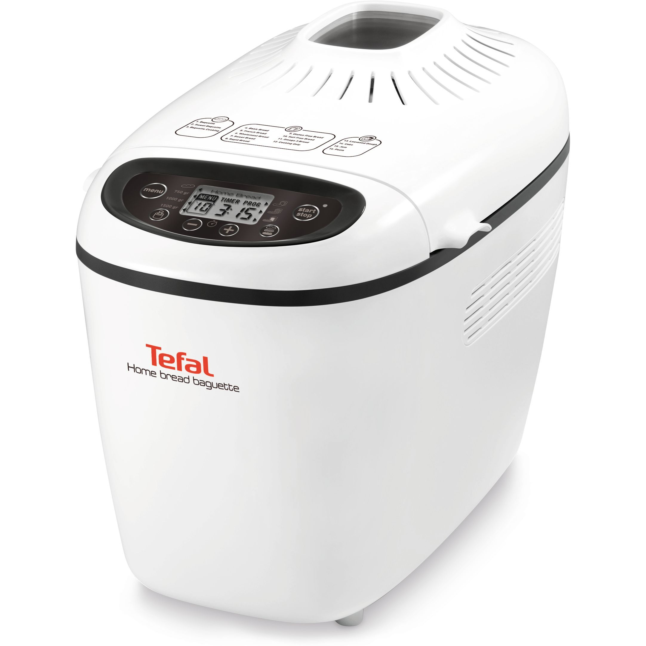 Mașină de pâine TEFAL Home Bread Baguette PF610138, 16 programe, 1600W, Cuvă 1.5kg, 2 lame, Tăvițe dedicate, Accesoriile brutarului, Păstrare la cald, Pornire întârziată, Carte 29 rețete