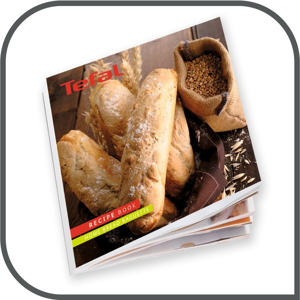 Mașină de pâine TEFAL Home Bread Baguette PF610138, 16 programe, 1600W, Cuvă 1.5kg, 2 lame, Tăvițe dedicate, Accesoriile brutarului, Păstrare la cald, Pornire întârziată, Carte 29 rețete