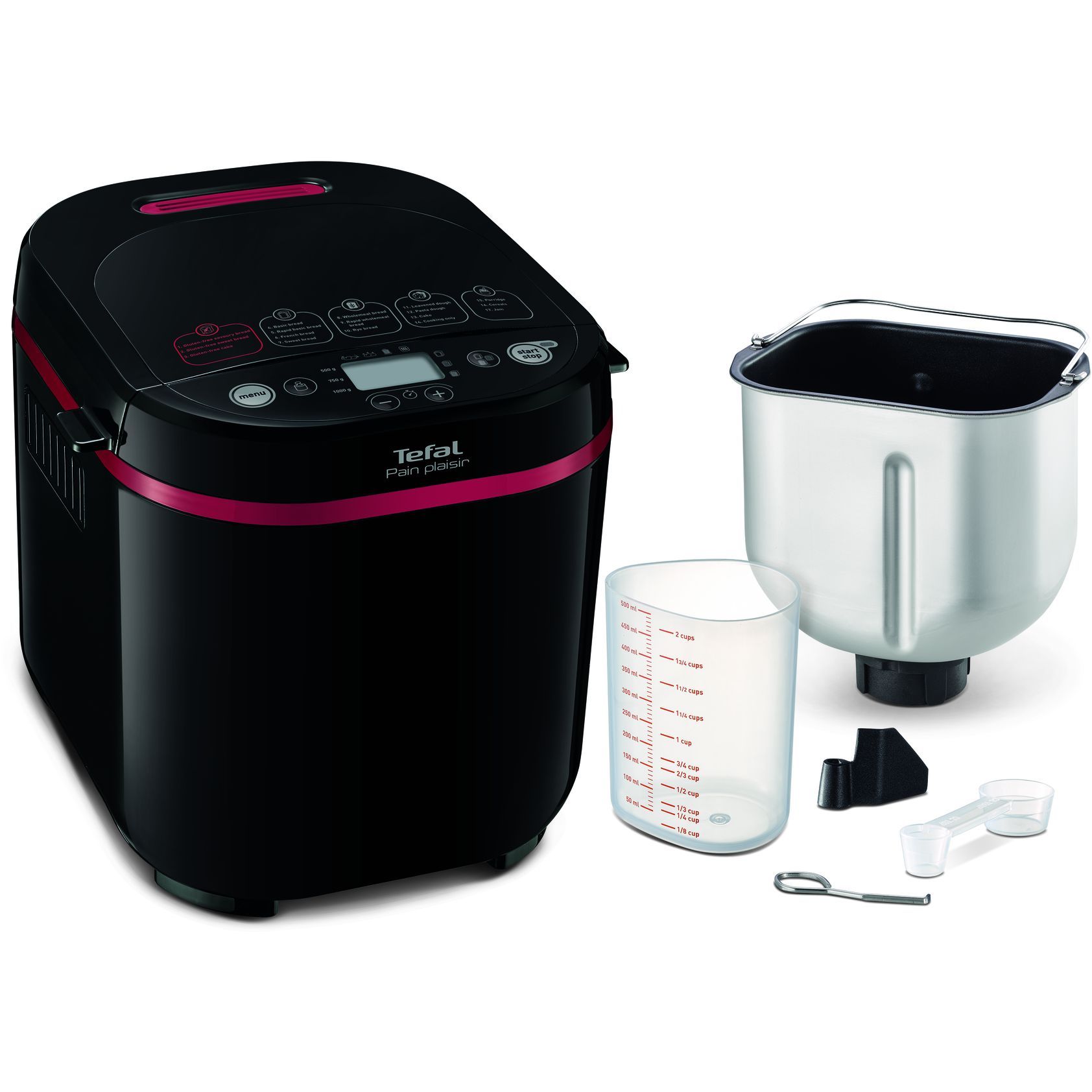 Mașină de pâine TEFAL Pain Plaisir PF220838, 610~720W, Cuvă 1kg, 17 programe, O lamă, 3 niveluri de rumenire, Păstrare la cald, Pornire întârziată, Accesorii standard, 66dBA