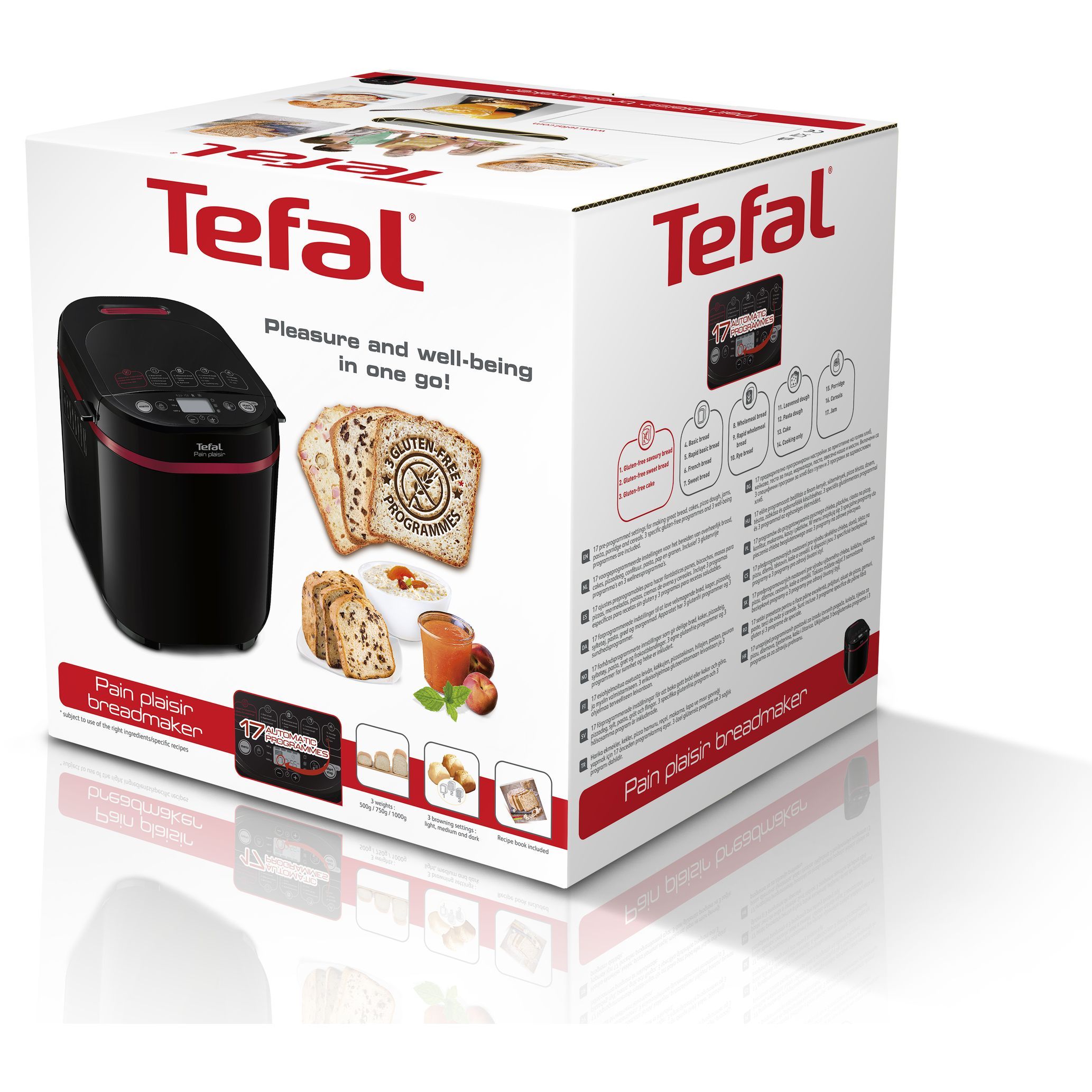 Mașină de pâine TEFAL Pain Plaisir PF220838, 610~720W, Cuvă 1kg, 17 programe, O lamă, 3 niveluri de rumenire, Păstrare la cald, Pornire întârziată, Accesorii standard, 66dBA