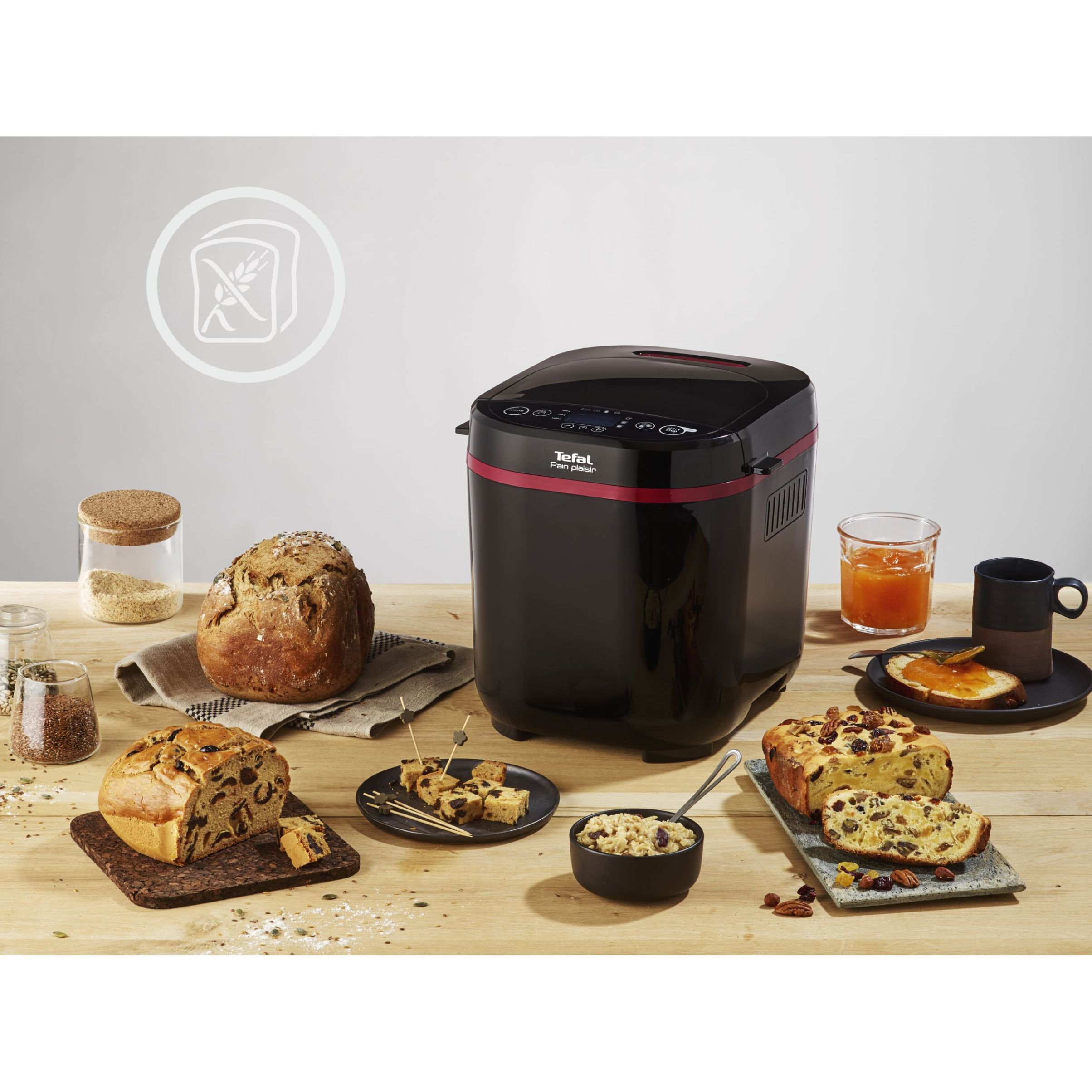 Mașină de pâine TEFAL Pain Plaisir PF220838, 610~720W, Cuvă 1kg, 17 programe, O lamă, 3 niveluri de rumenire, Păstrare la cald, Pornire întârziată, Accesorii standard, 66dBA
