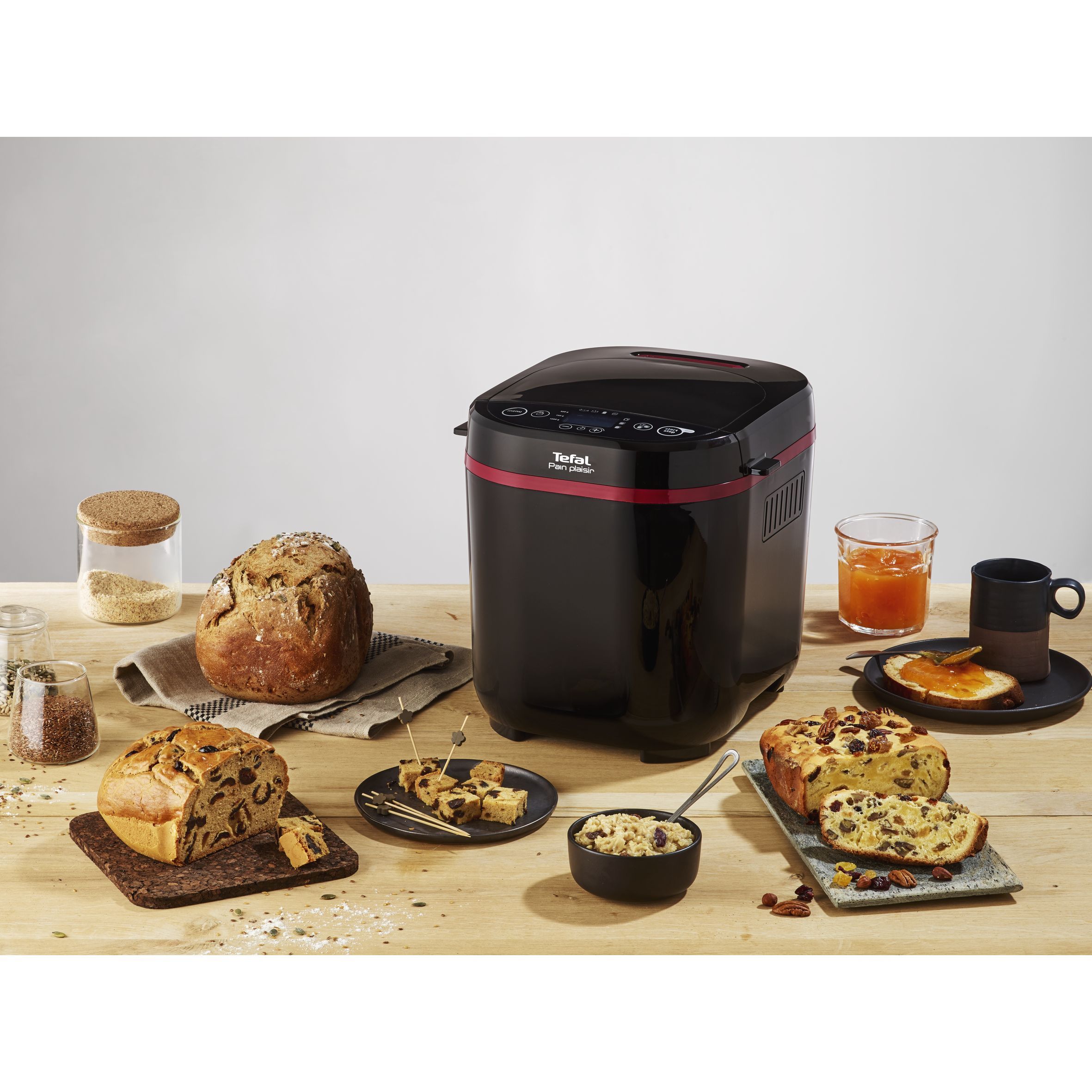 Mașină de pâine TEFAL Pain Plaisir PF220838, 610~720W, Cuvă 1kg, 17 programe, O lamă, 3 niveluri de rumenire, Păstrare la cald, Pornire întârziată, Accesorii standard, 66dBA